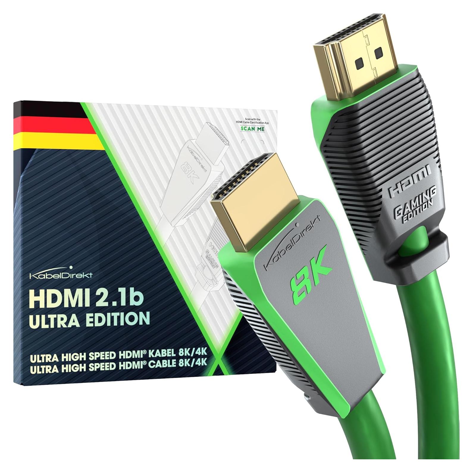 Cable HDMI 8K Ultra Certificado KabelDirekt 2.74m Verde