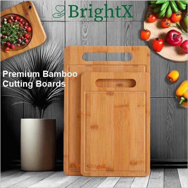 Juego de Tablas de Cortar de Bambú BRIGHTX - 2 Piezas 38.1x25.4cm y 30.5x20.3cm
