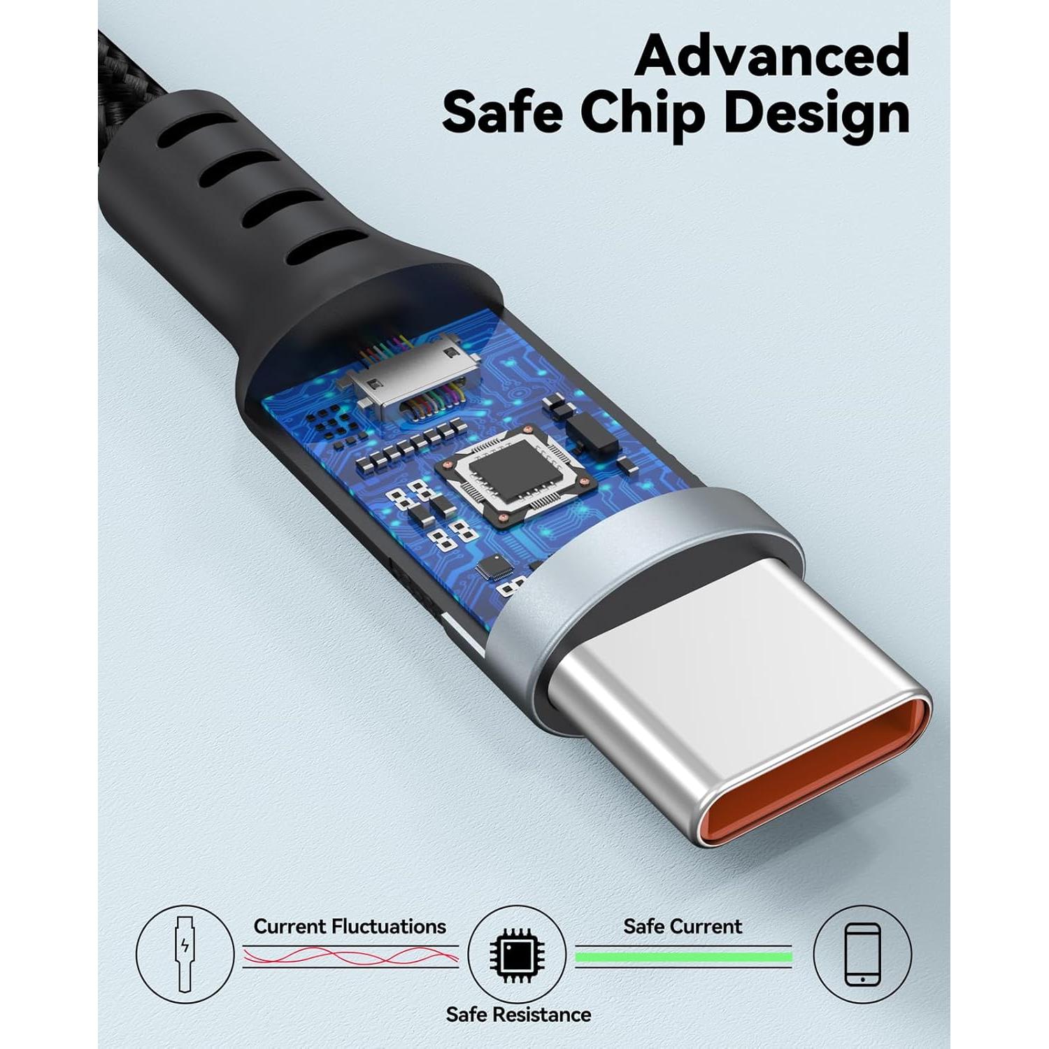 Cable USB C 4.57m CLAVOOP Carga Rápida 23W Trenzado Negro