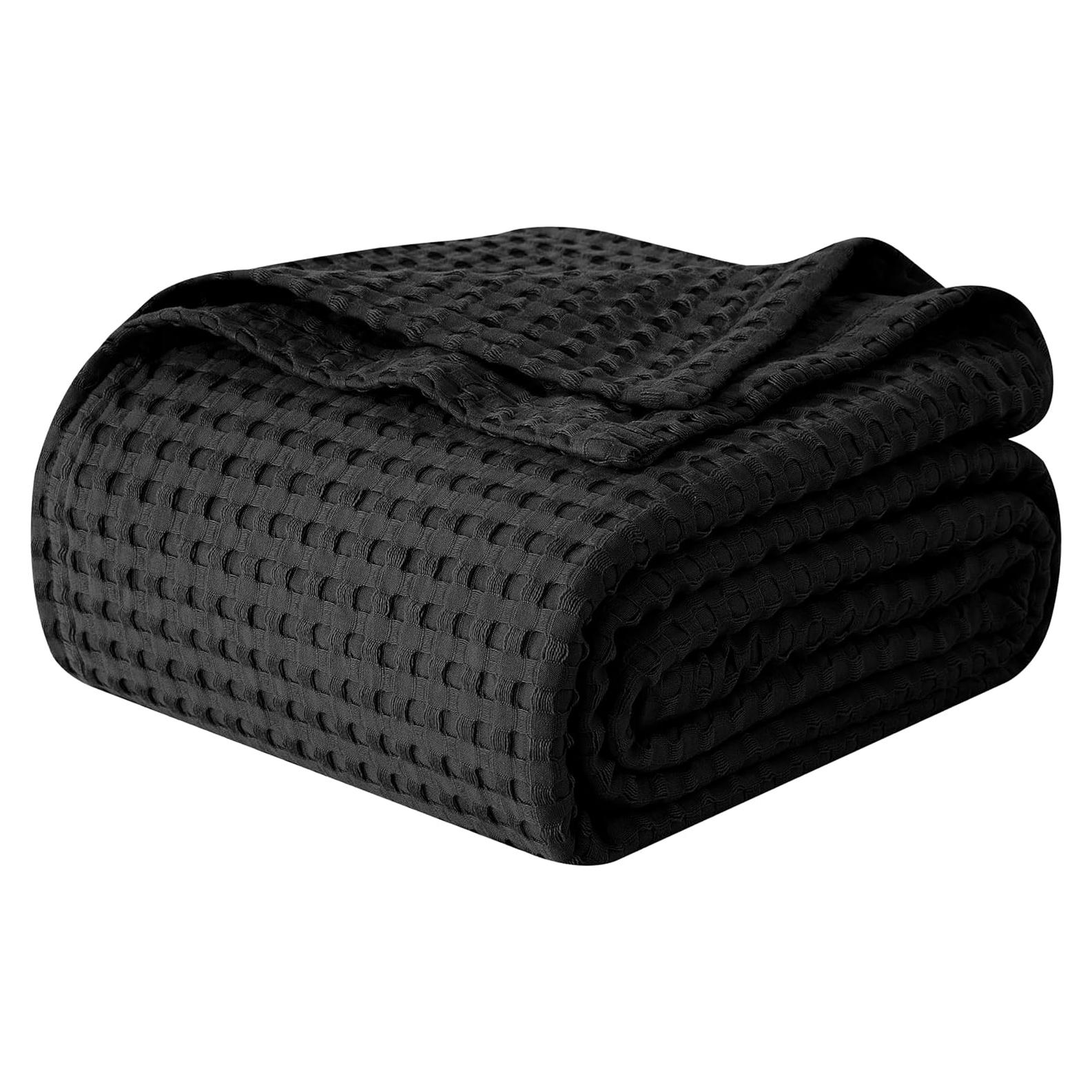 Manta Waffle 100% Algodón Elegant Comfort 223.5x223.5 cm Negra