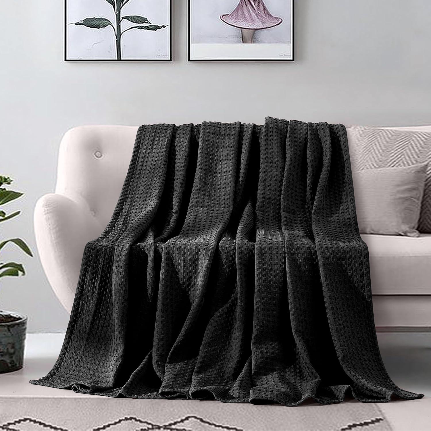 Manta Waffle 100% Algodón Elegant Comfort 223.5x223.5 cm Negra