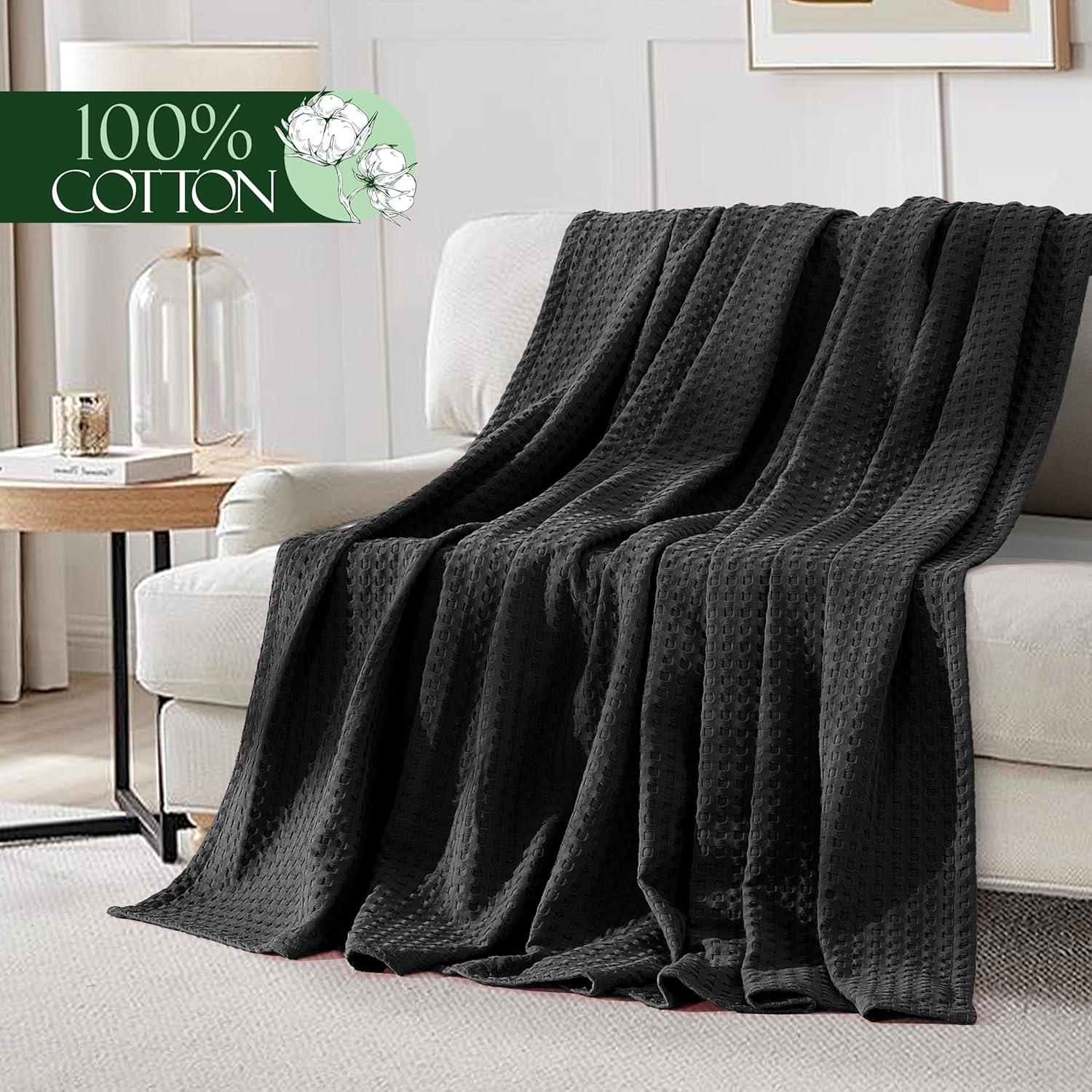 Manta Waffle 100% Algodón Elegant Comfort 223.5x223.5 cm Negra
