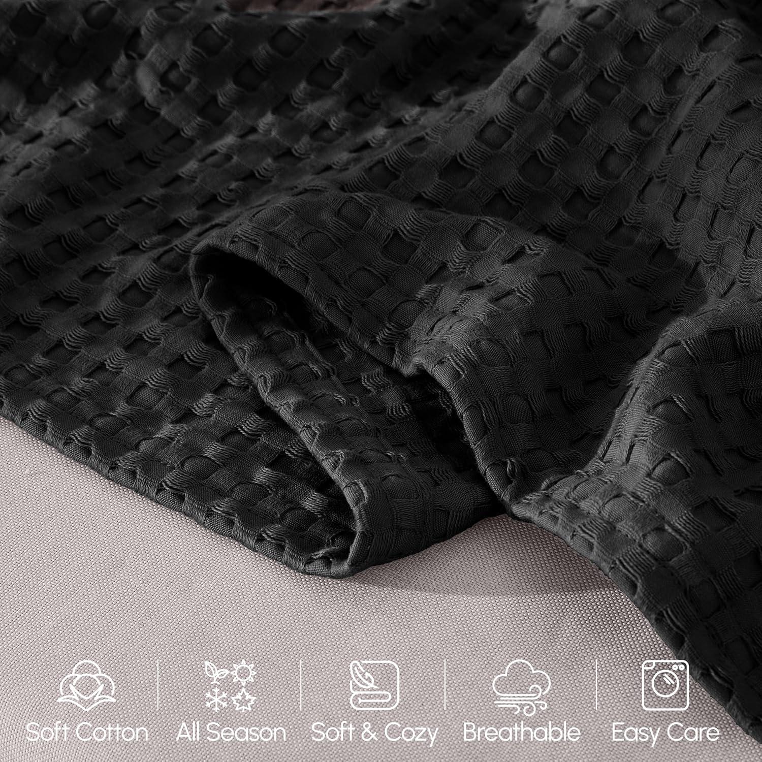 Manta Waffle 100% Algodón Elegant Comfort 223.5x223.5 cm Negra
