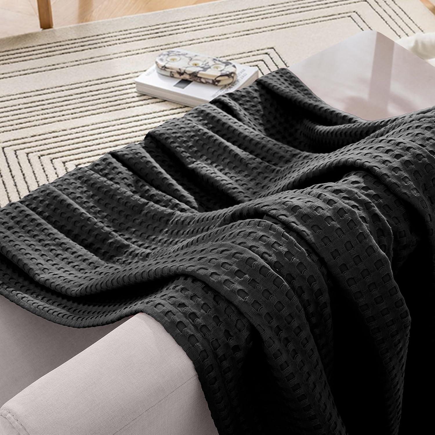 Manta Waffle 100% Algodón Elegant Comfort 223.5x223.5 cm Negra