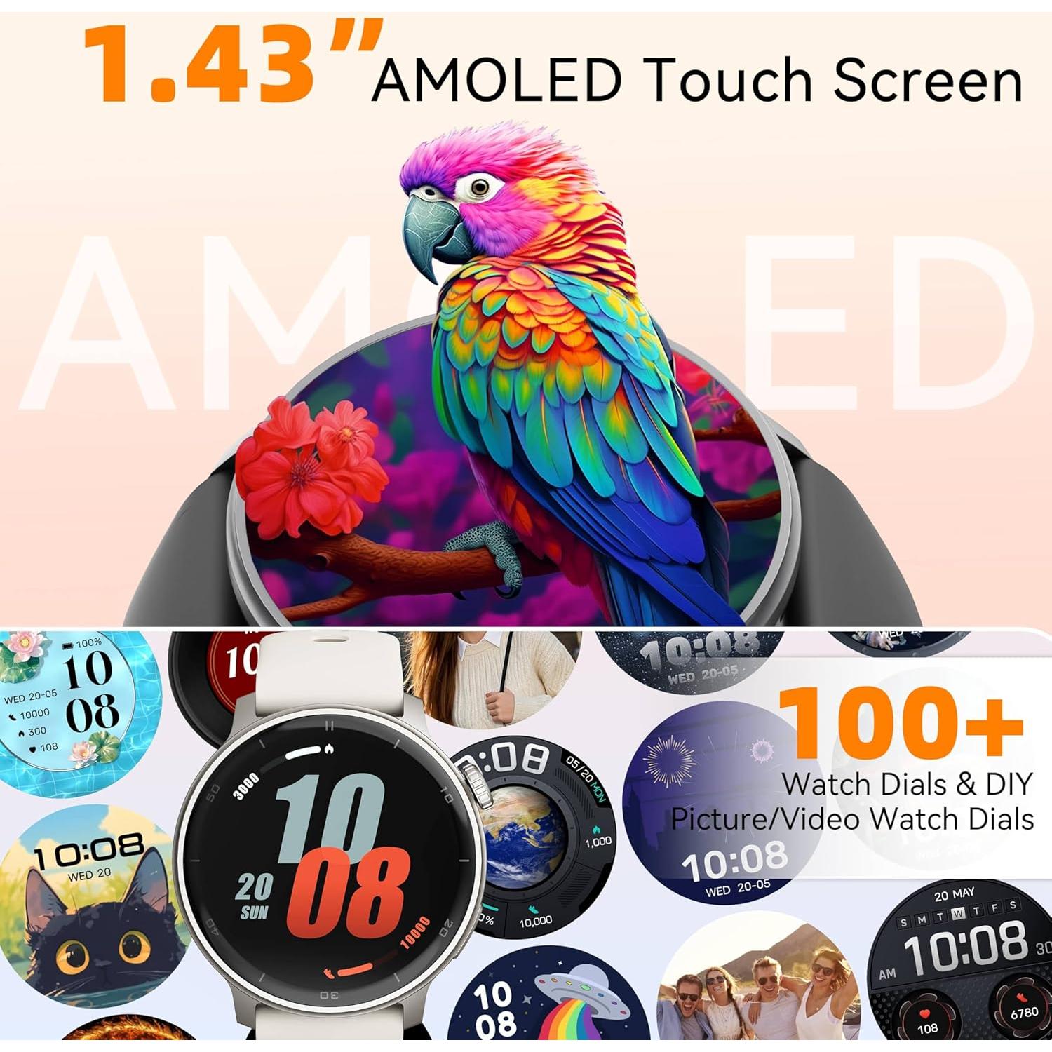 Reloj GPS KPEP R5G Negro 1.43" AMOLED Resistente al Agua