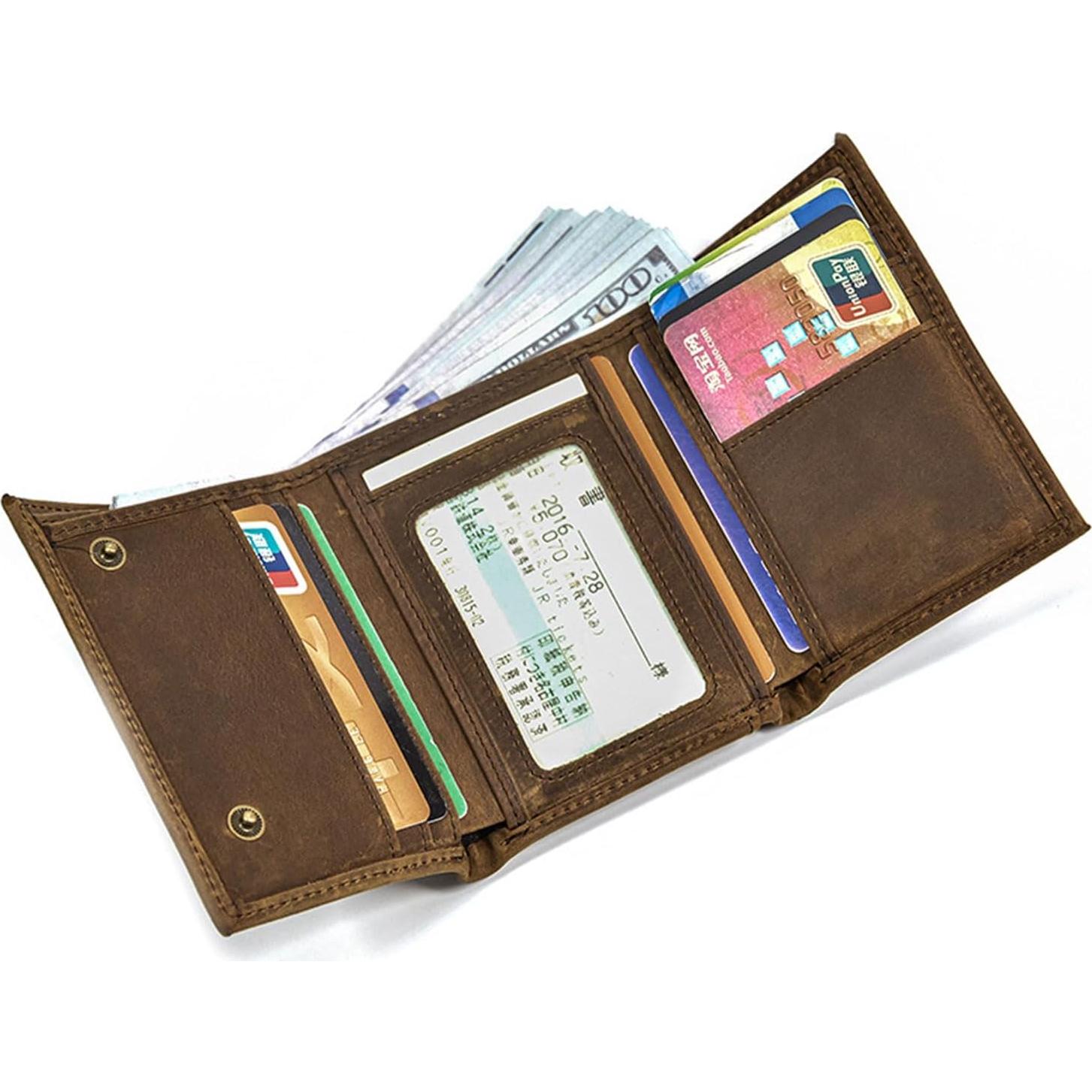 Cartera de cuero minimalista para hombres con bloqueo RFID marrón