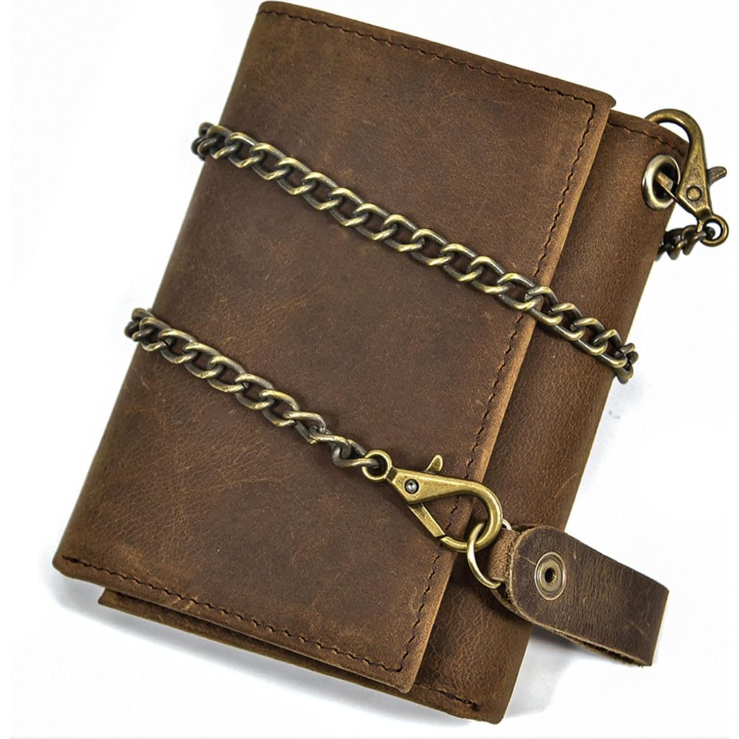 Cartera de cuero minimalista para hombres con bloqueo RFID marrón