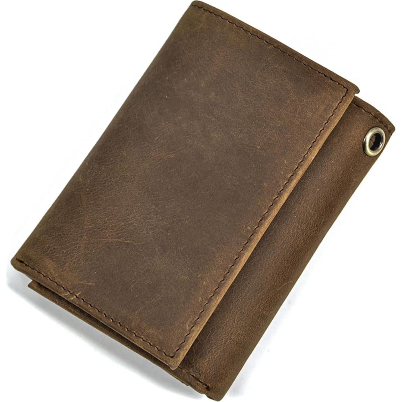 Cartera de cuero minimalista para hombres con bloqueo RFID marrón