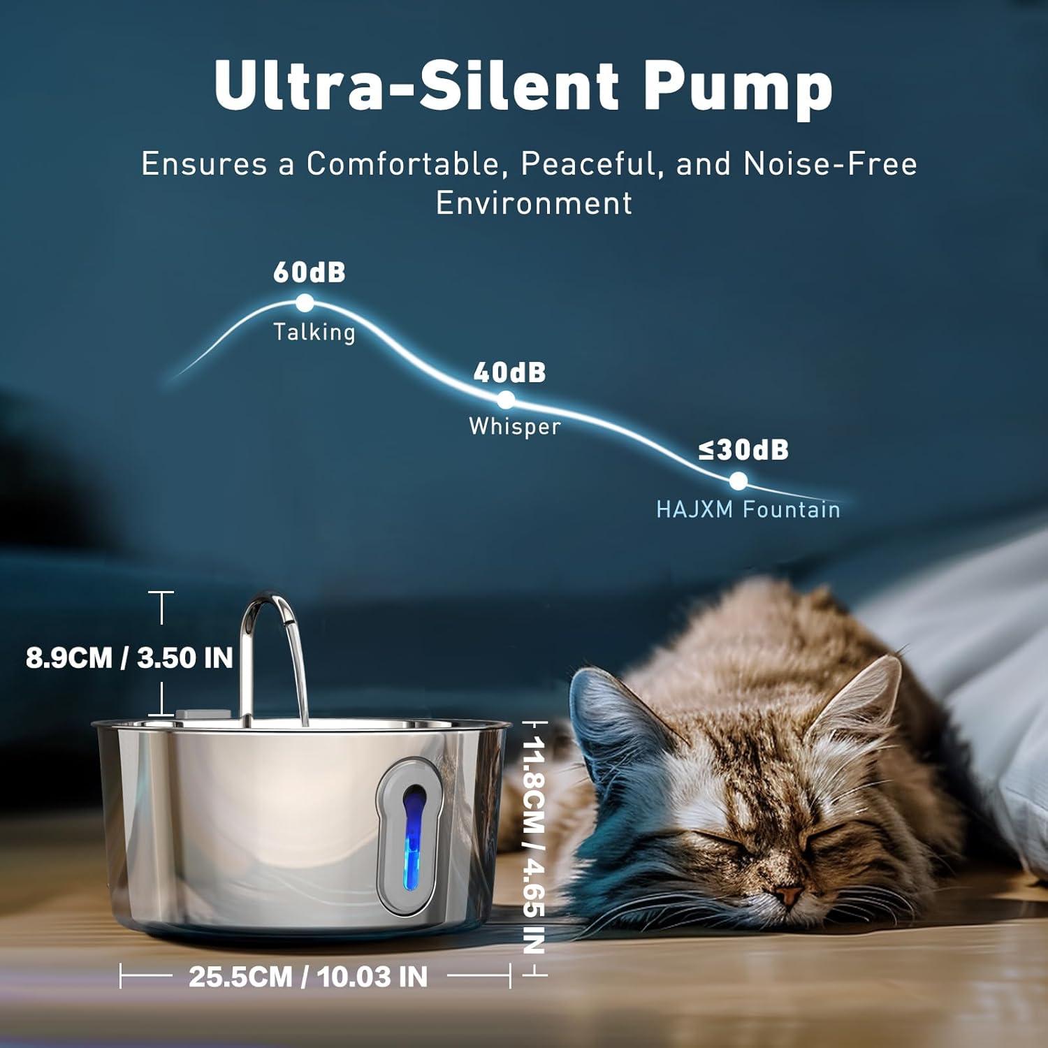 Fuente de Agua Automática para Gatos HAJXM 4L Acero Inoxidable
