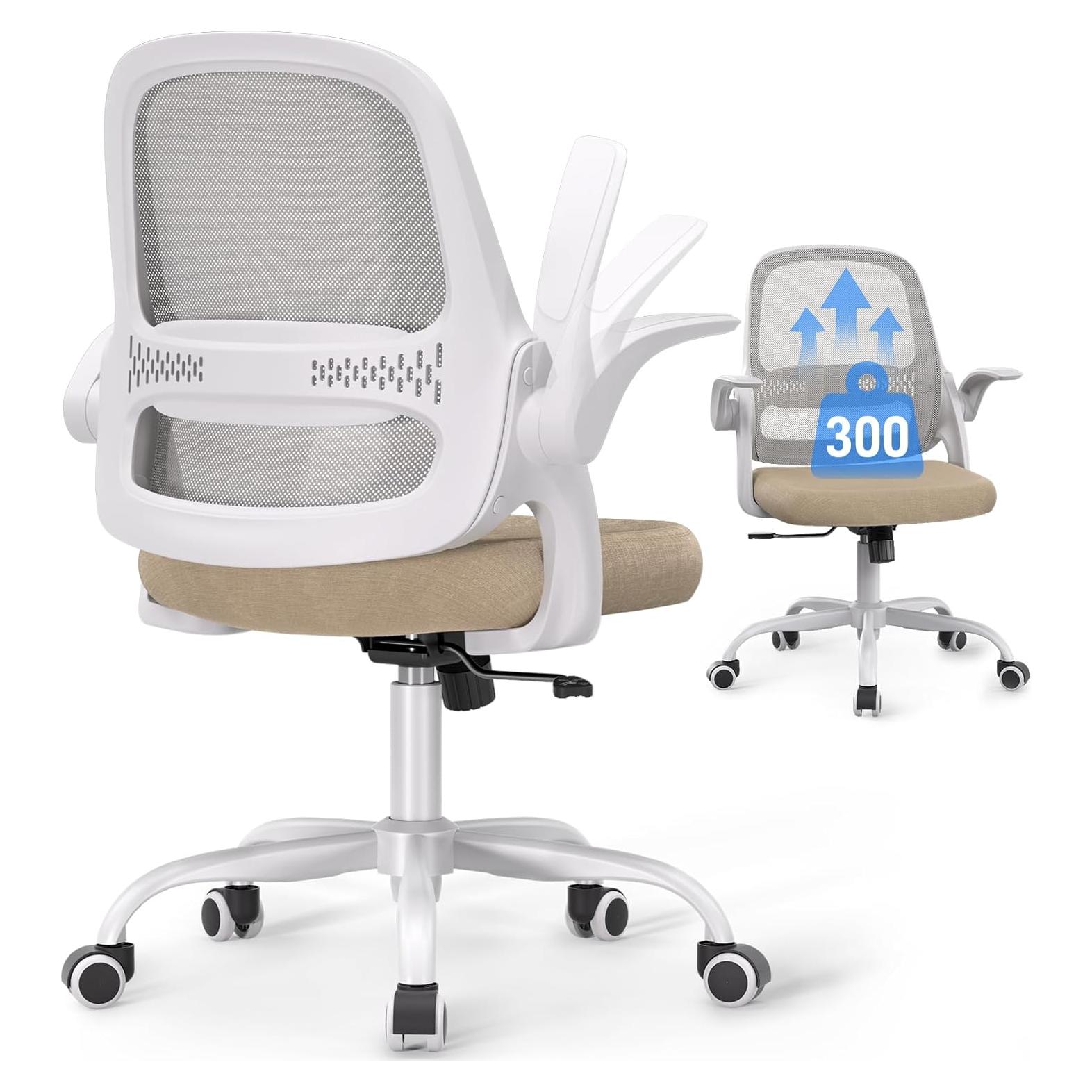 Silla de Oficina Ergonómica amseatec LY-9053 Beige con Respaldo de Malla