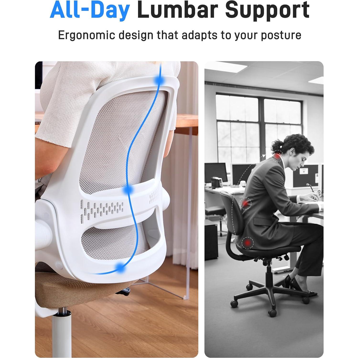 Silla de Oficina Ergonómica amseatec LY-9053 Beige con Respaldo de Malla