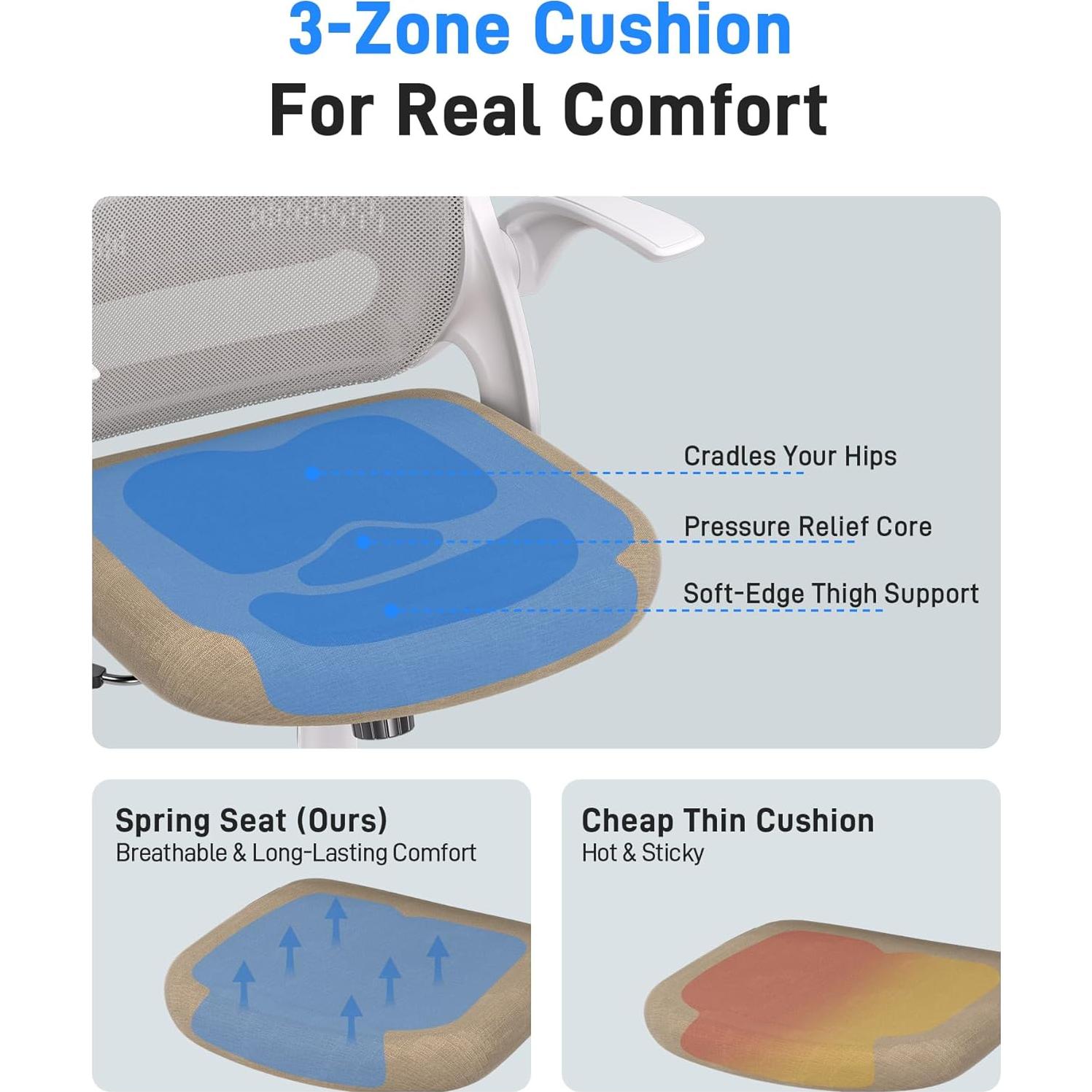 Silla de Oficina Ergonómica amseatec LY-9053 Beige con Respaldo de Malla