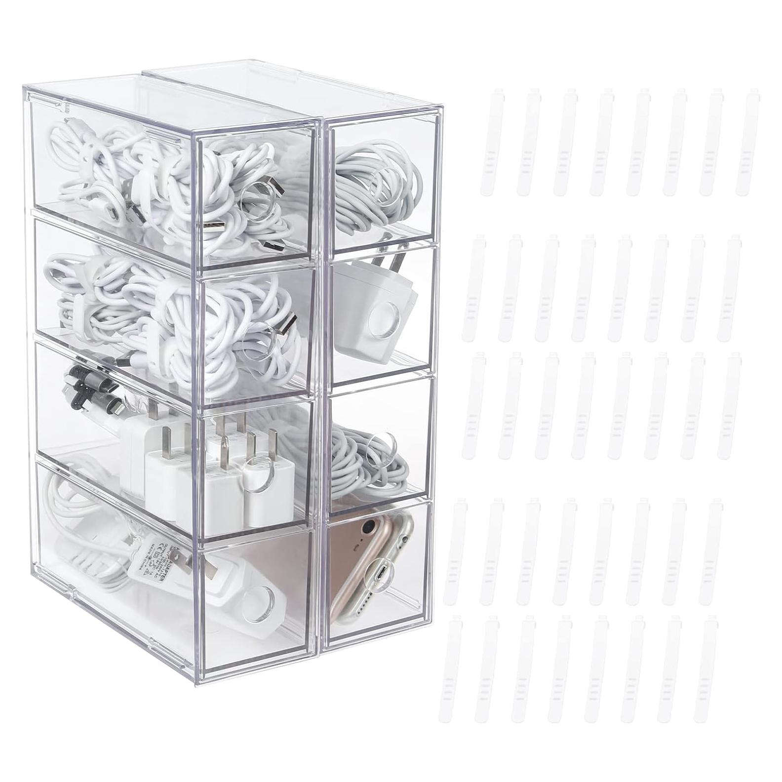 Organizador de Cables Yesesion 2 Pack Transparente 4 Cajones