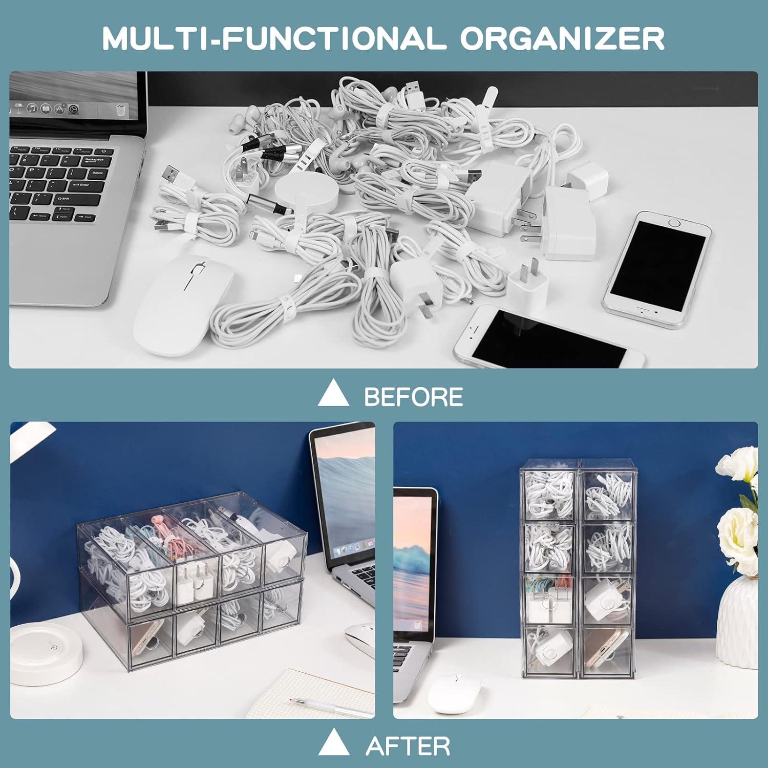 Organizador de Cables Yesesion 2 Pack Transparente 4 Cajones