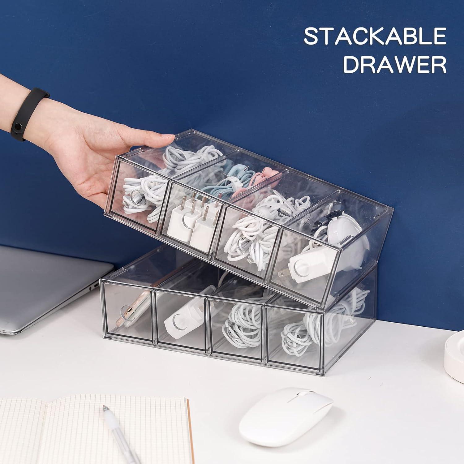 Organizador de Cables Yesesion 2 Pack Transparente 4 Cajones