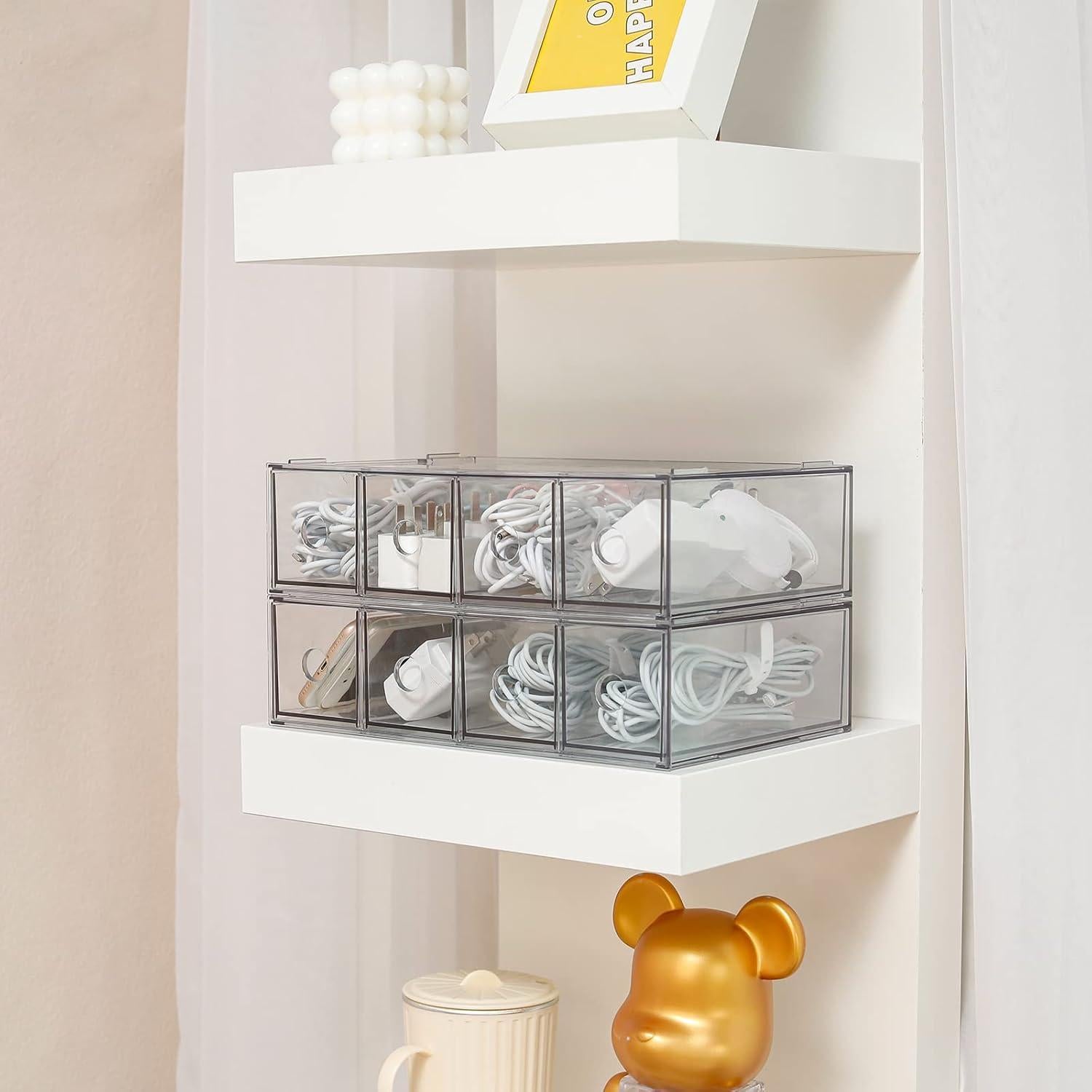 Organizador de Cables Yesesion 2 Pack Transparente 4 Cajones