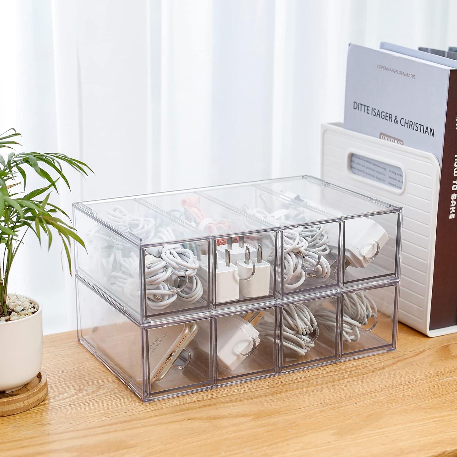 Organizador de Cables Yesesion 2 Pack Transparente 4 Cajones