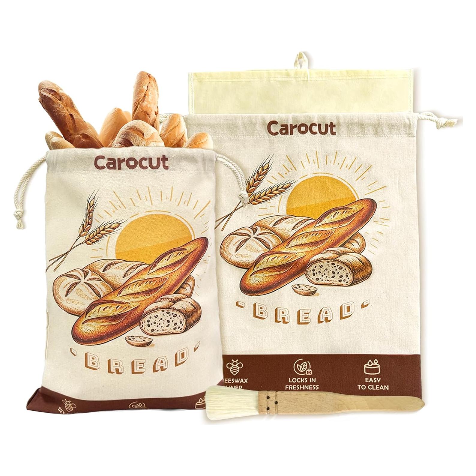 Bolsas de Pan Reutilizables CAROCUT - 2 Unidades de Cera de Abeja
