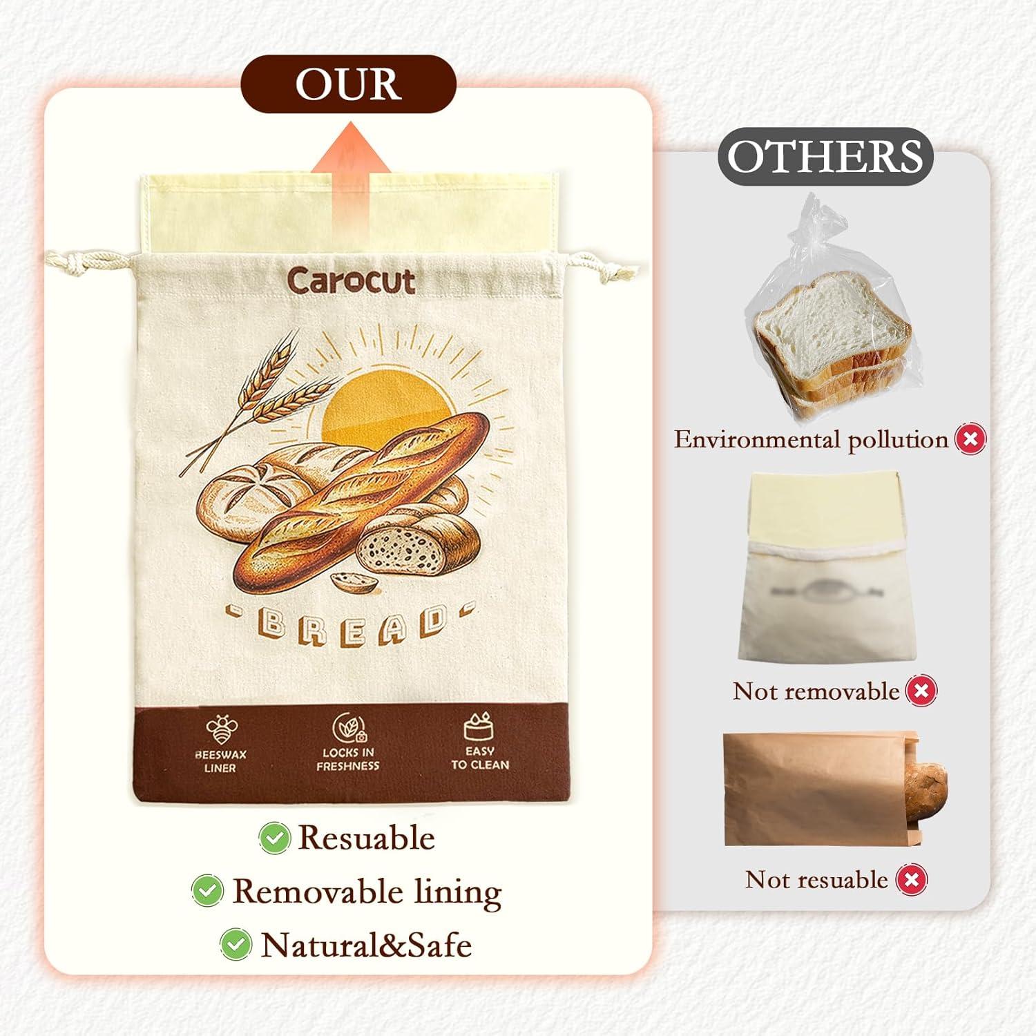 Bolsas de Pan Reutilizables CAROCUT - 2 Unidades de Cera de Abeja