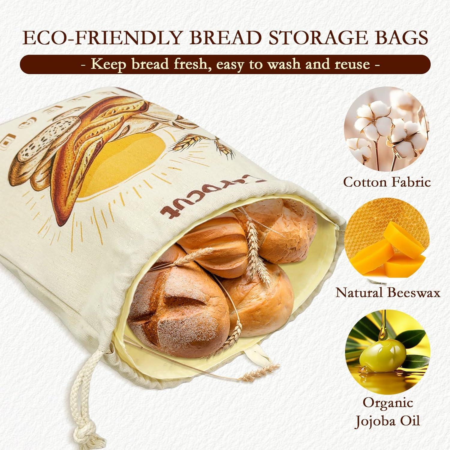 Bolsas de Pan Reutilizables CAROCUT - 2 Unidades de Cera de Abeja
