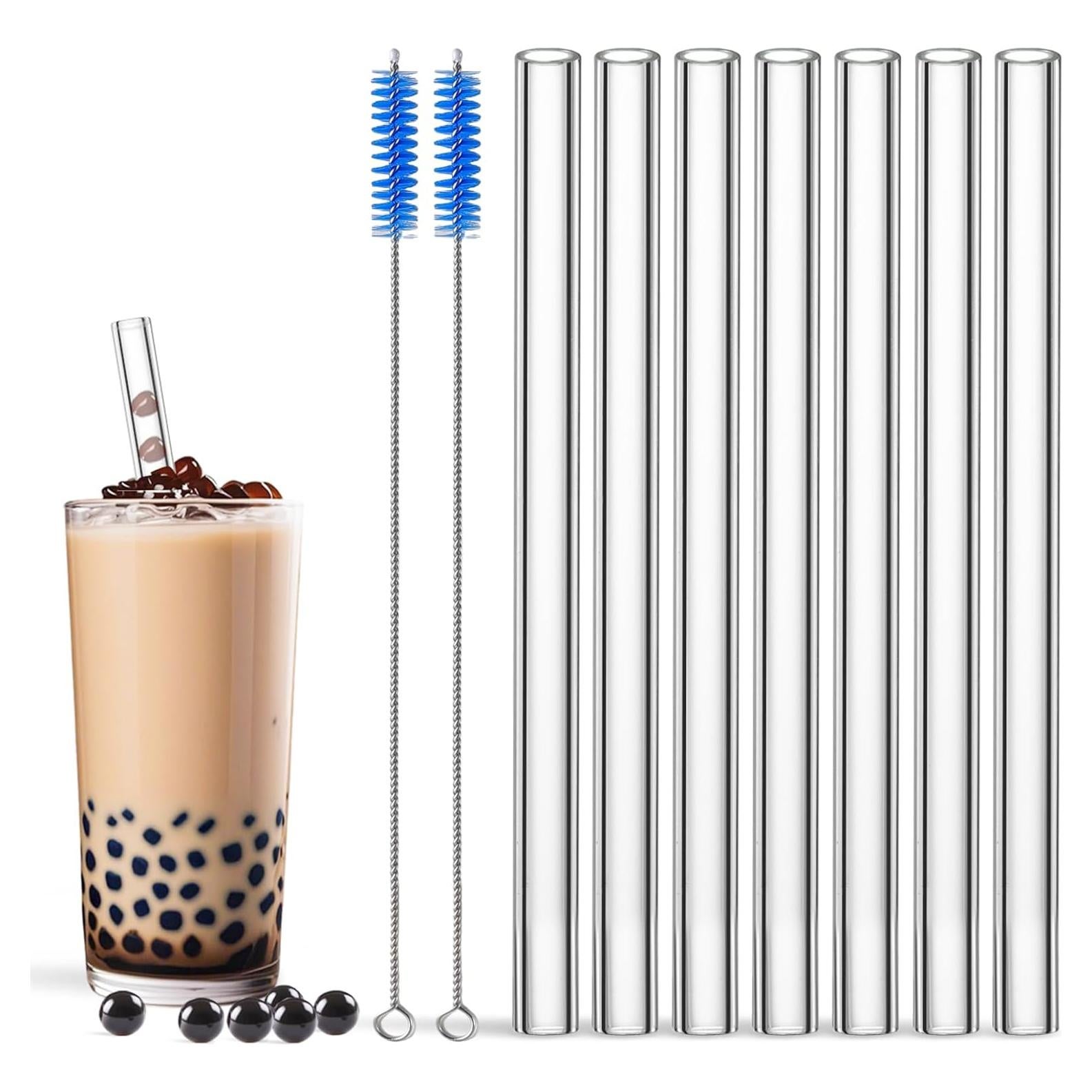 Popotes de Vidrio Reutilizables LIFEHIM 25 cm Anchos 14 mm