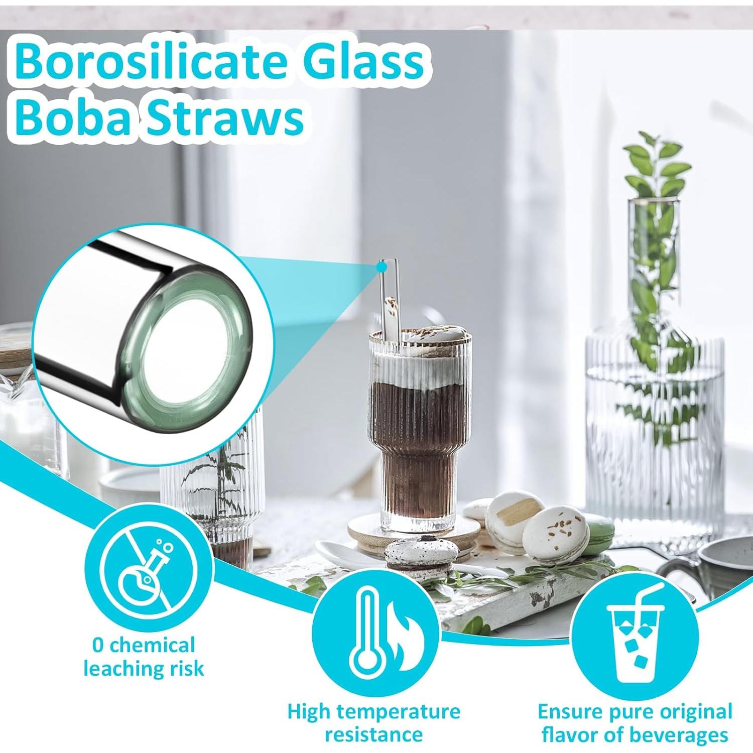 Popotes de Vidrio Reutilizables LIFEHIM 25 cm Anchos 14 mm