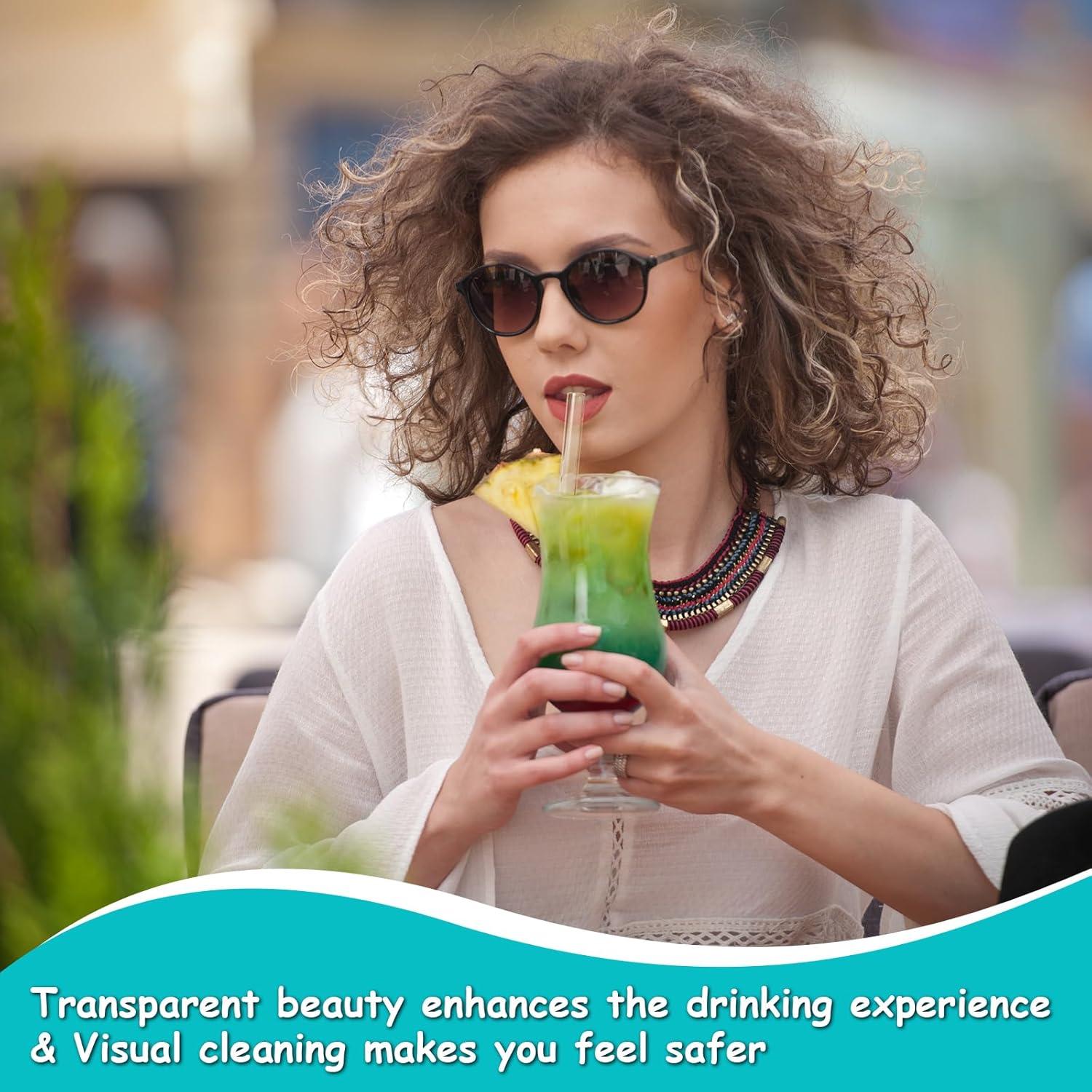 Popotes de Vidrio Reutilizables LIFEHIM 25 cm Anchos 14 mm