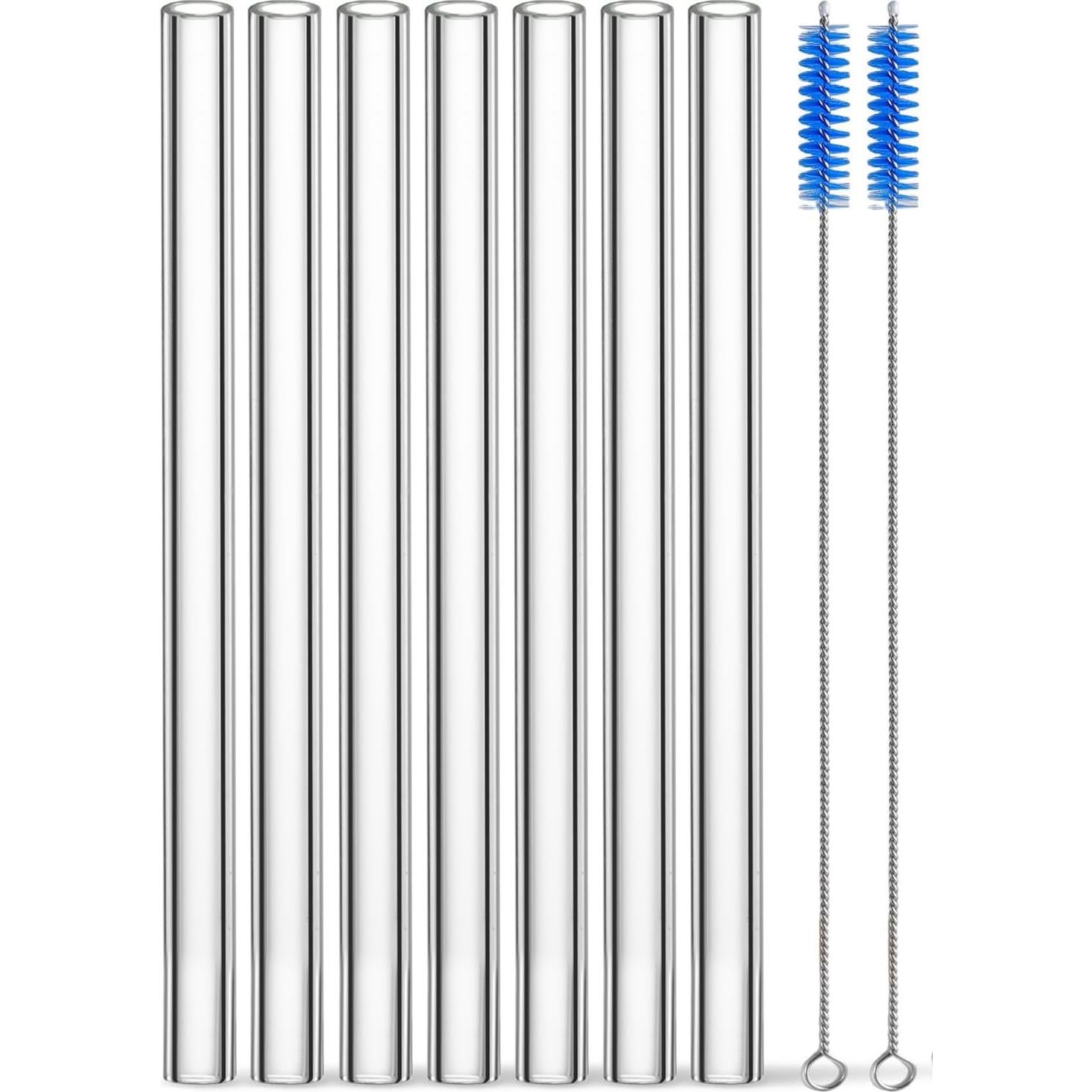Popotes de Vidrio Reutilizables LIFEHIM 25 cm Anchos 14 mm