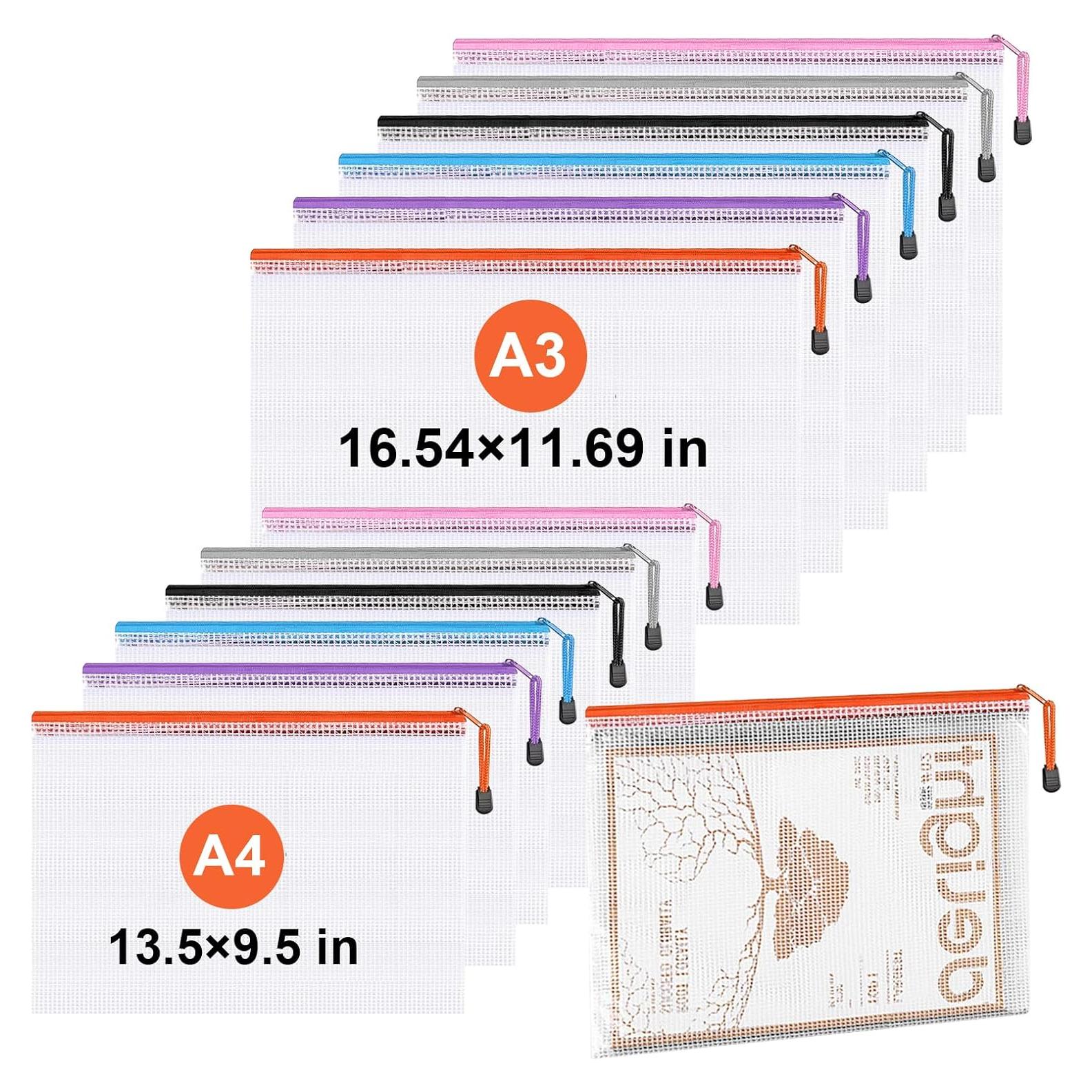 Bolsas de Cremallera de Malla Jicsetk A3 A4 12 Pcs