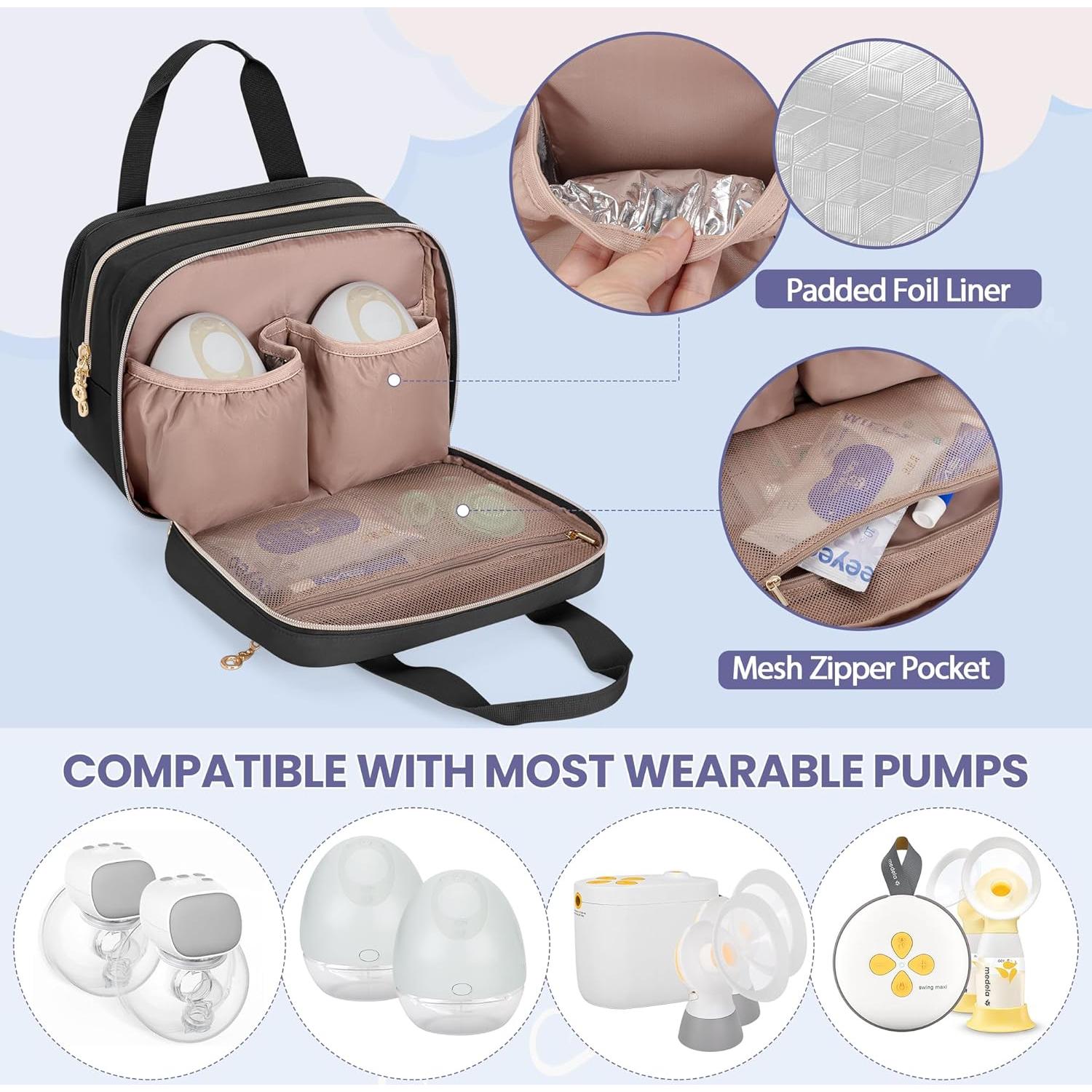 Bolsa de Almacenamiento para Extractor de Leche Wearable Damero Negra