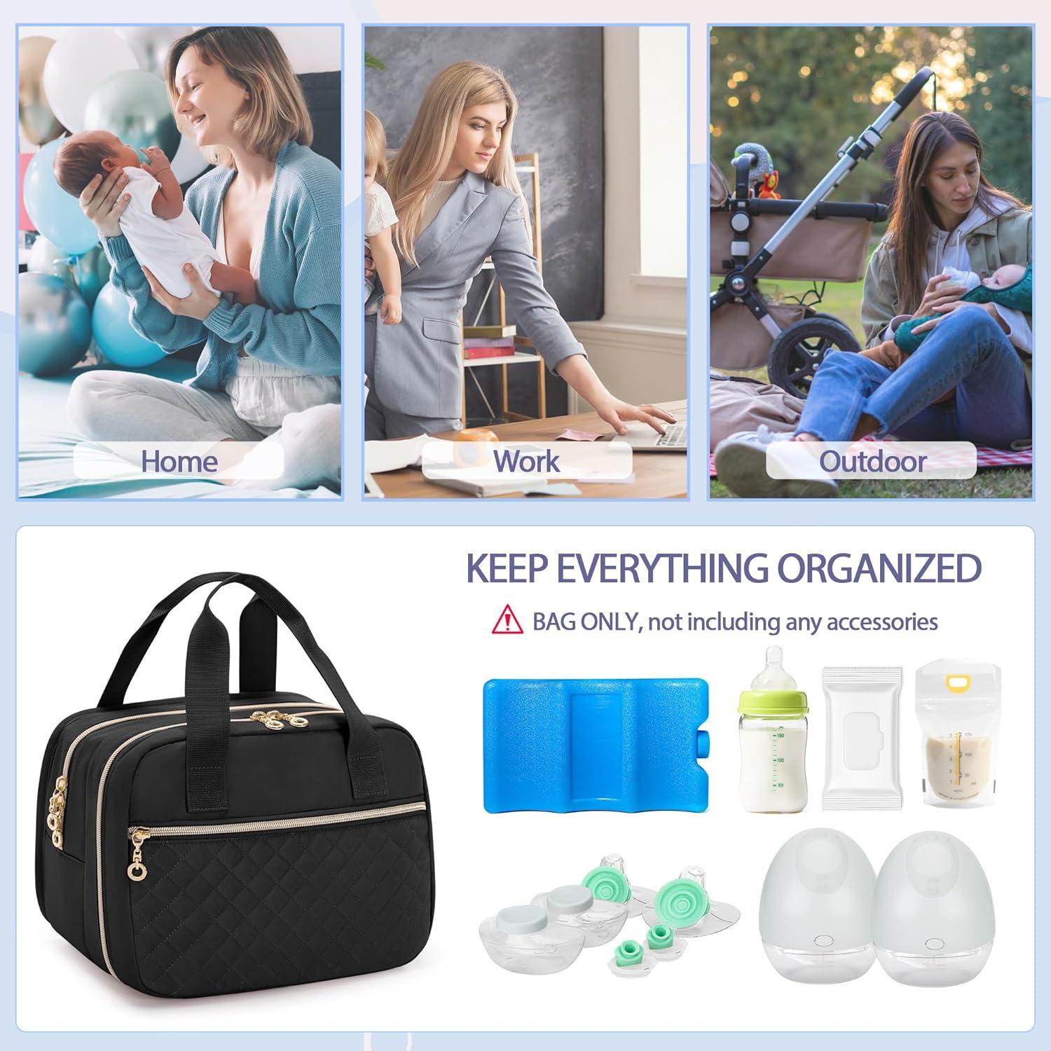 Bolsa de Almacenamiento para Extractor de Leche Wearable Damero Negra