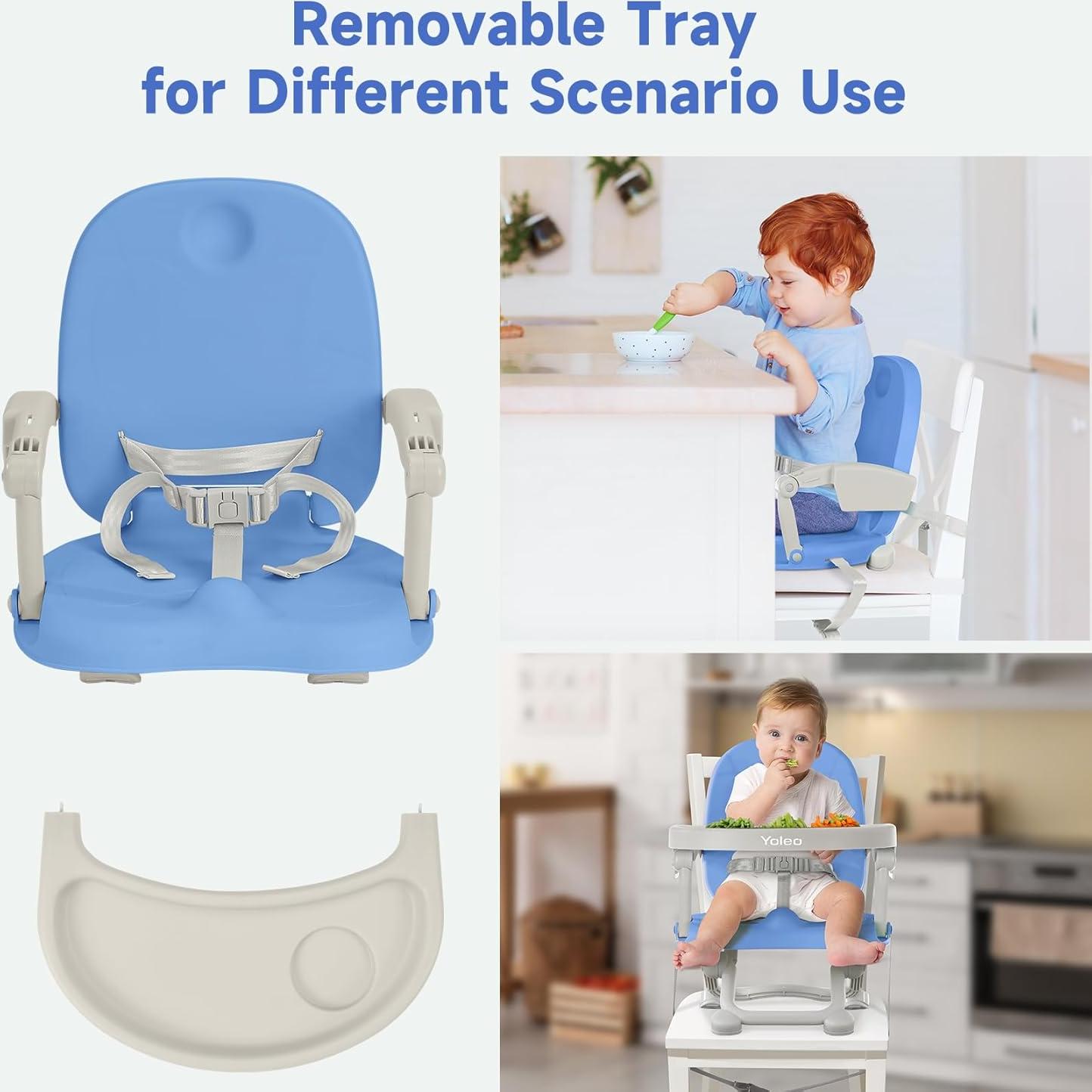 Silla Alta Plegable para Bebé YOLEO, Asiento Elevador Ajustable