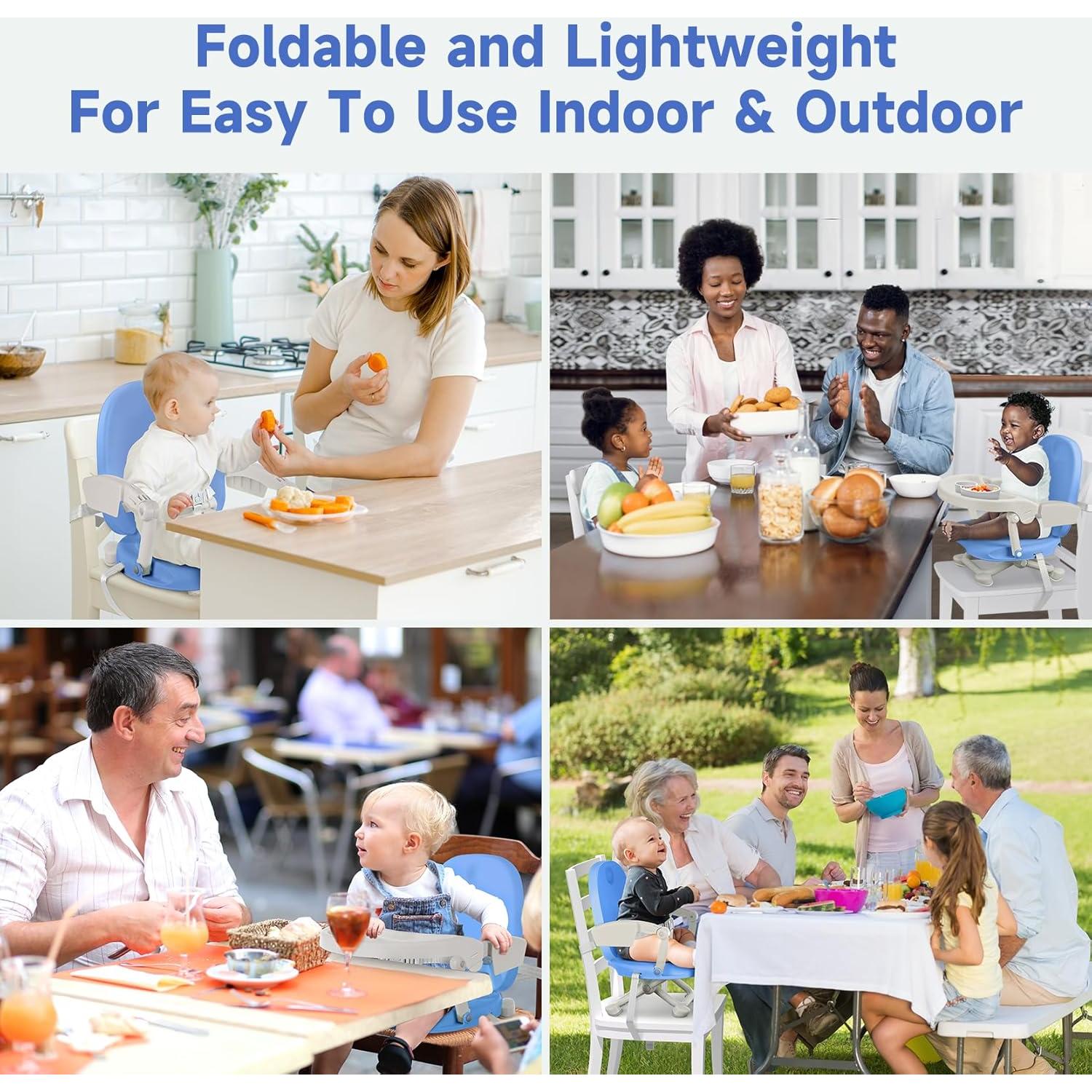 Silla Alta Plegable para Bebé YOLEO, Asiento Elevador Ajustable