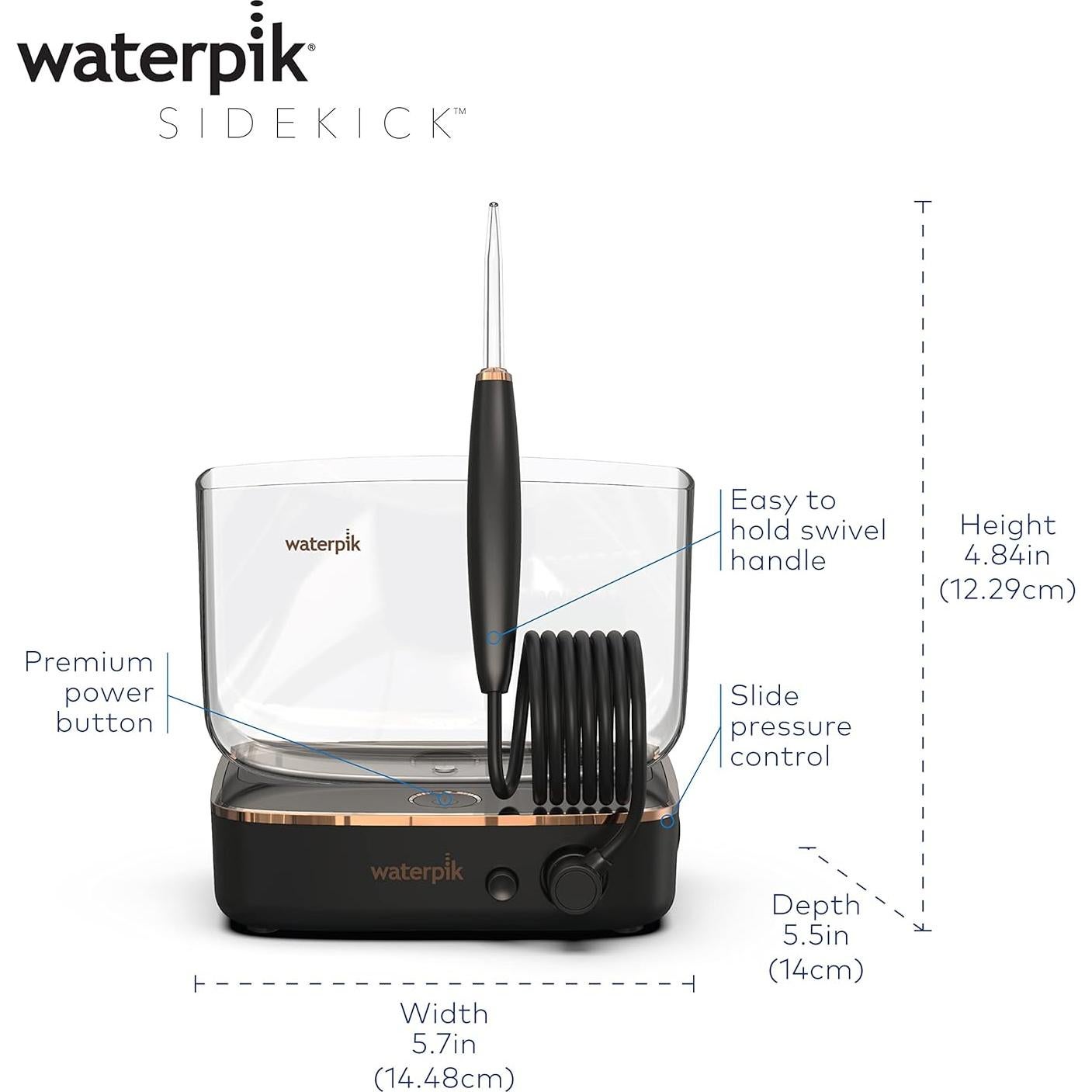 Hilo Dental Portátil Waterpik Sidekick Negro/Cobre WF-04