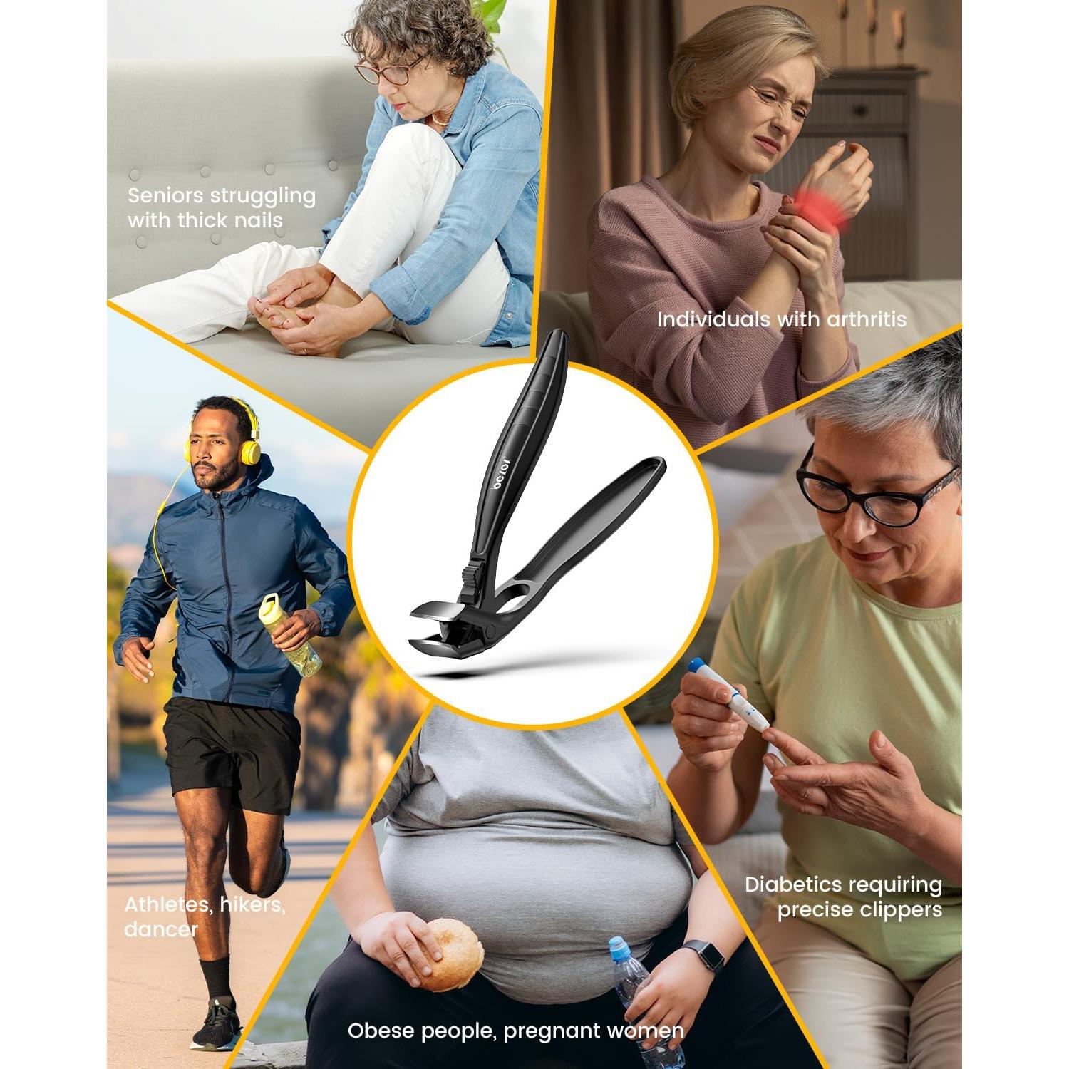 Cortauñas BEZOX Ergonómico para Uñas Gruesas - Negro