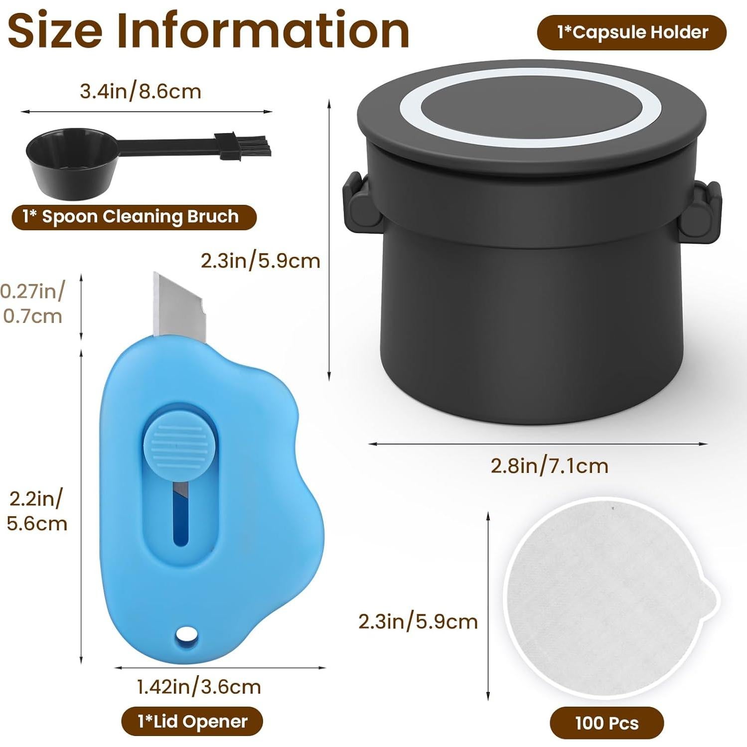 Kit de Cápsulas Reutilizables Nespresso Vertuo YEOSEN con 100 Tapas