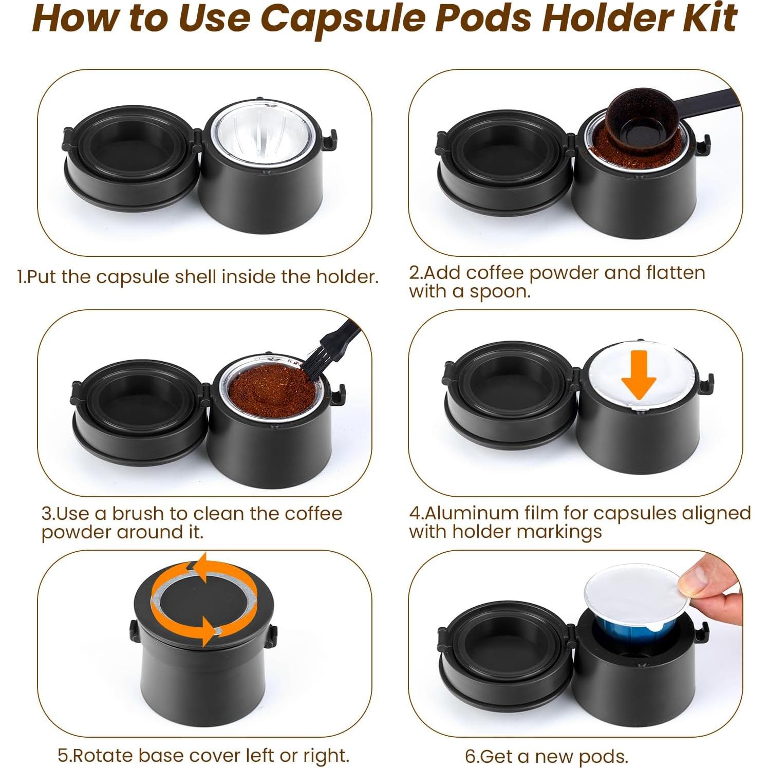 Kit de Cápsulas Reutilizables Nespresso Vertuo YEOSEN con 100 Tapas