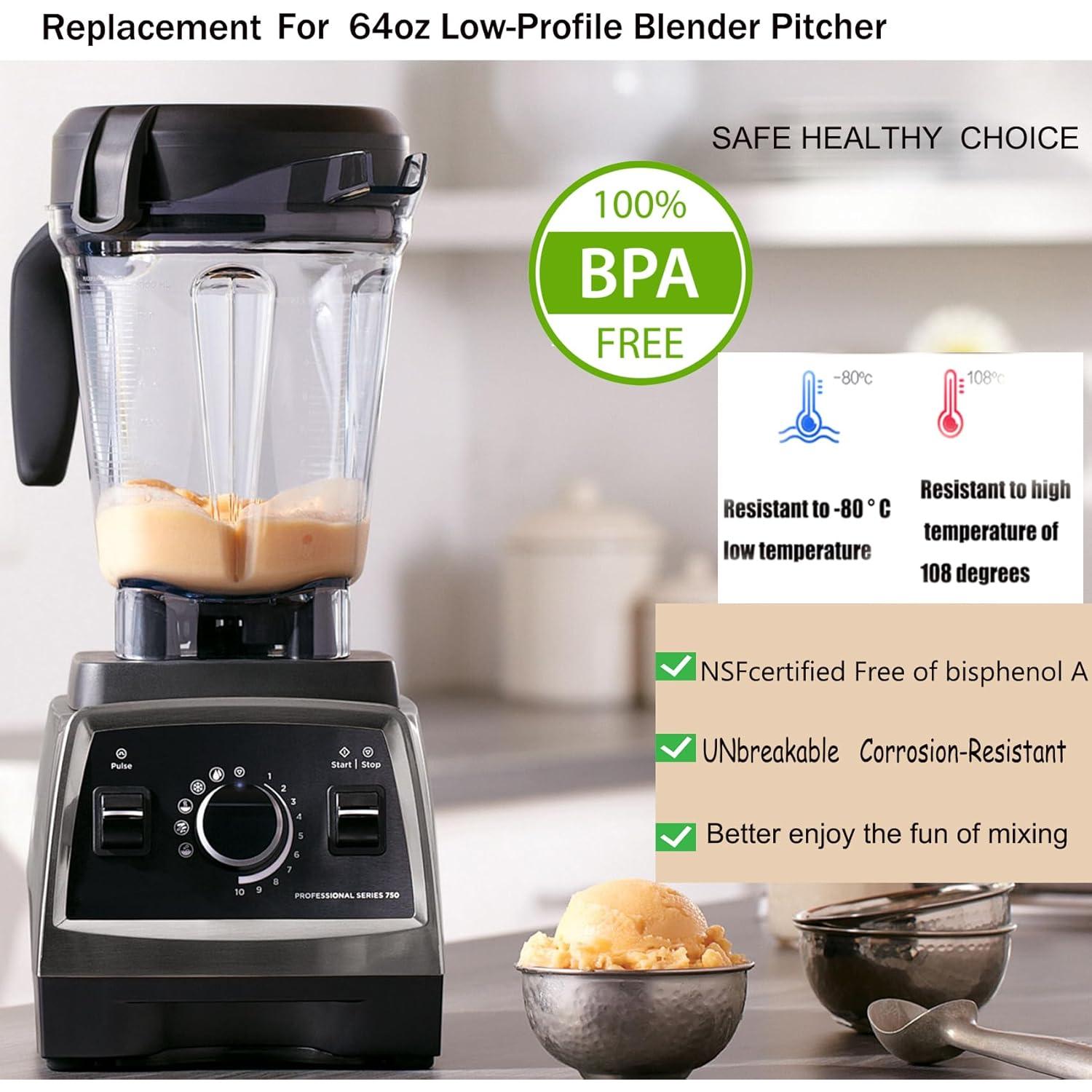 Jarra de licuadora 1.81L Fxsmgdy perfil bajo compatible Vitamix