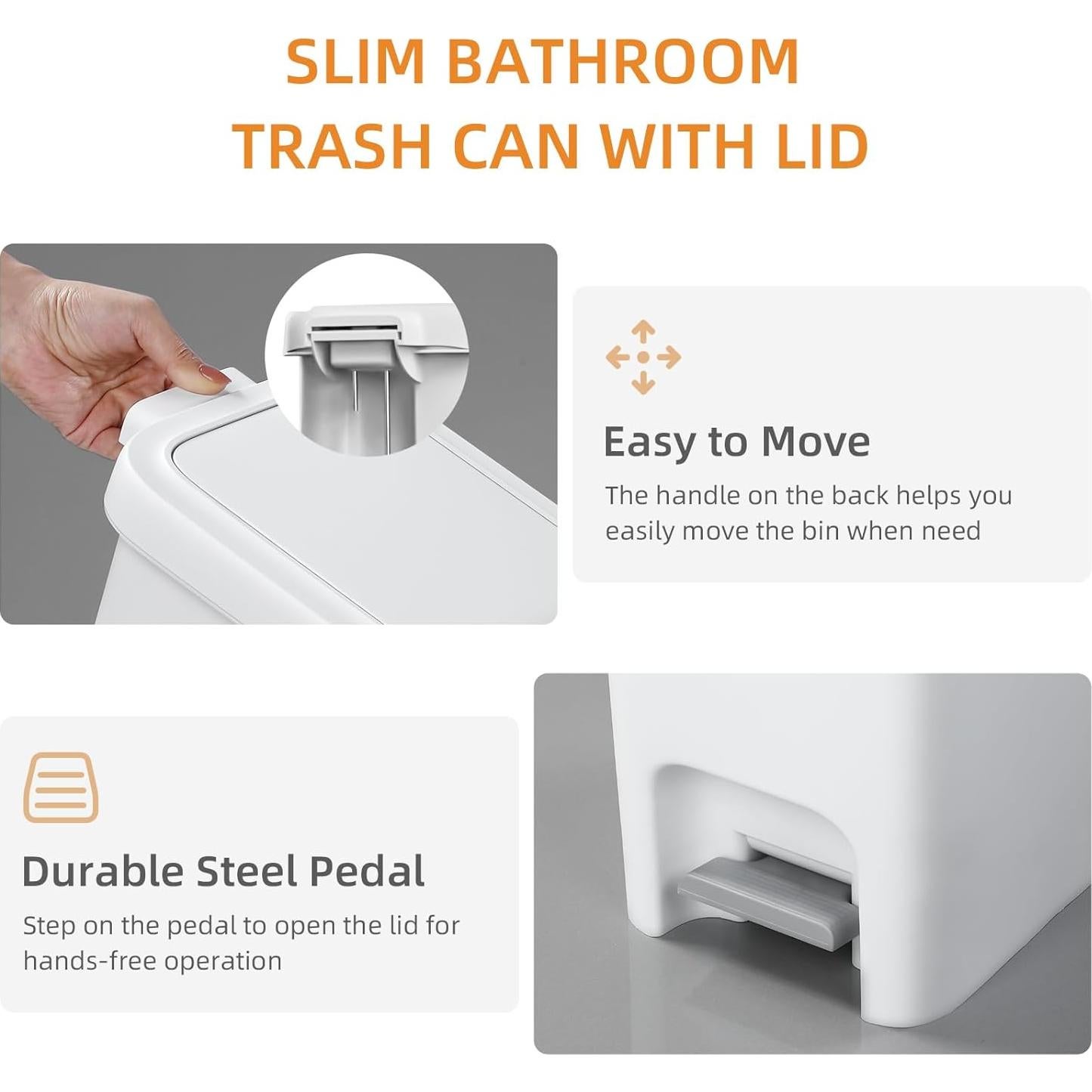 Cubo de Basura MOPALL 7.2L con Tapa Emergente y Pedal