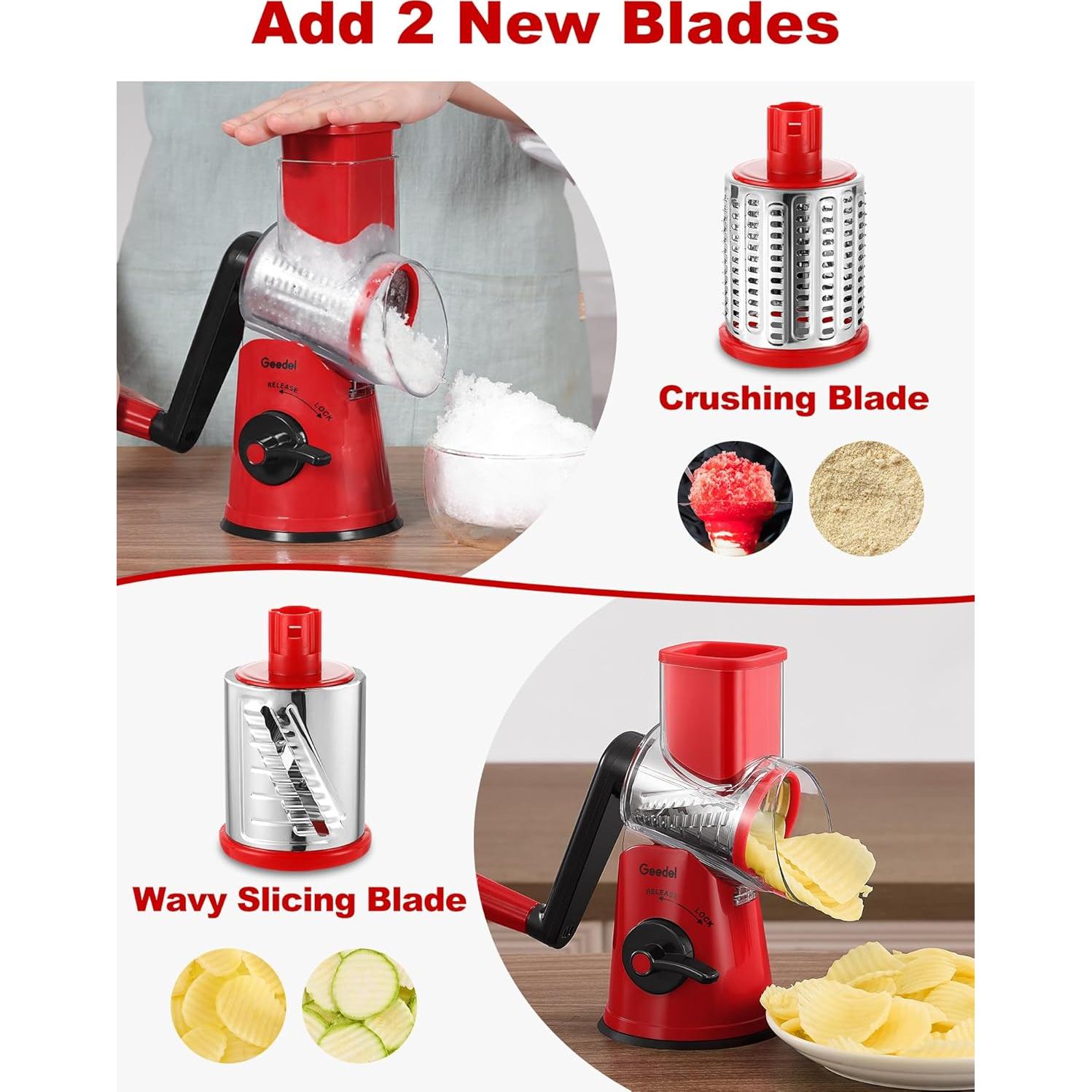 Rallador de Queso Rotatorio Geedel PS-336A5N con 5 Cuchillas