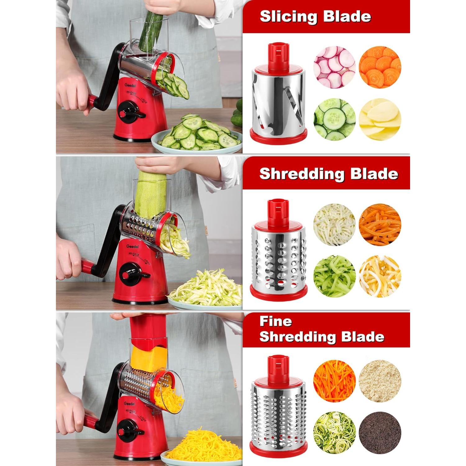 Rallador de Queso Rotatorio Geedel PS-336A5N con 5 Cuchillas