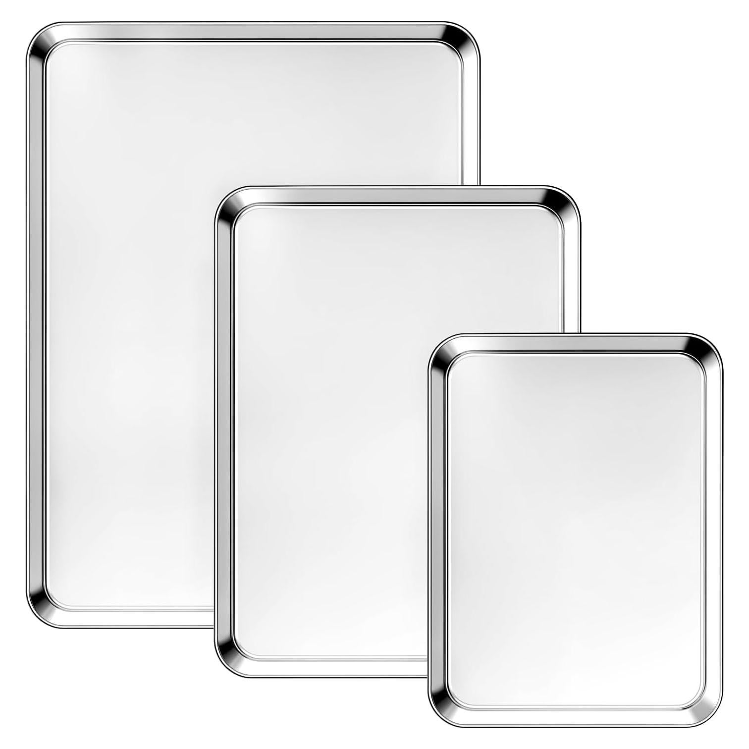 Juego de bandejas para hornear Ohtomber 3 piezas acero inoxidable