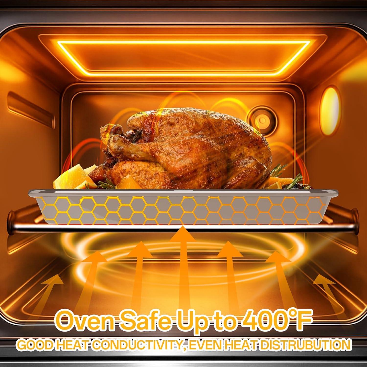 Juego de bandejas para hornear Ohtomber 3 piezas acero inoxidable