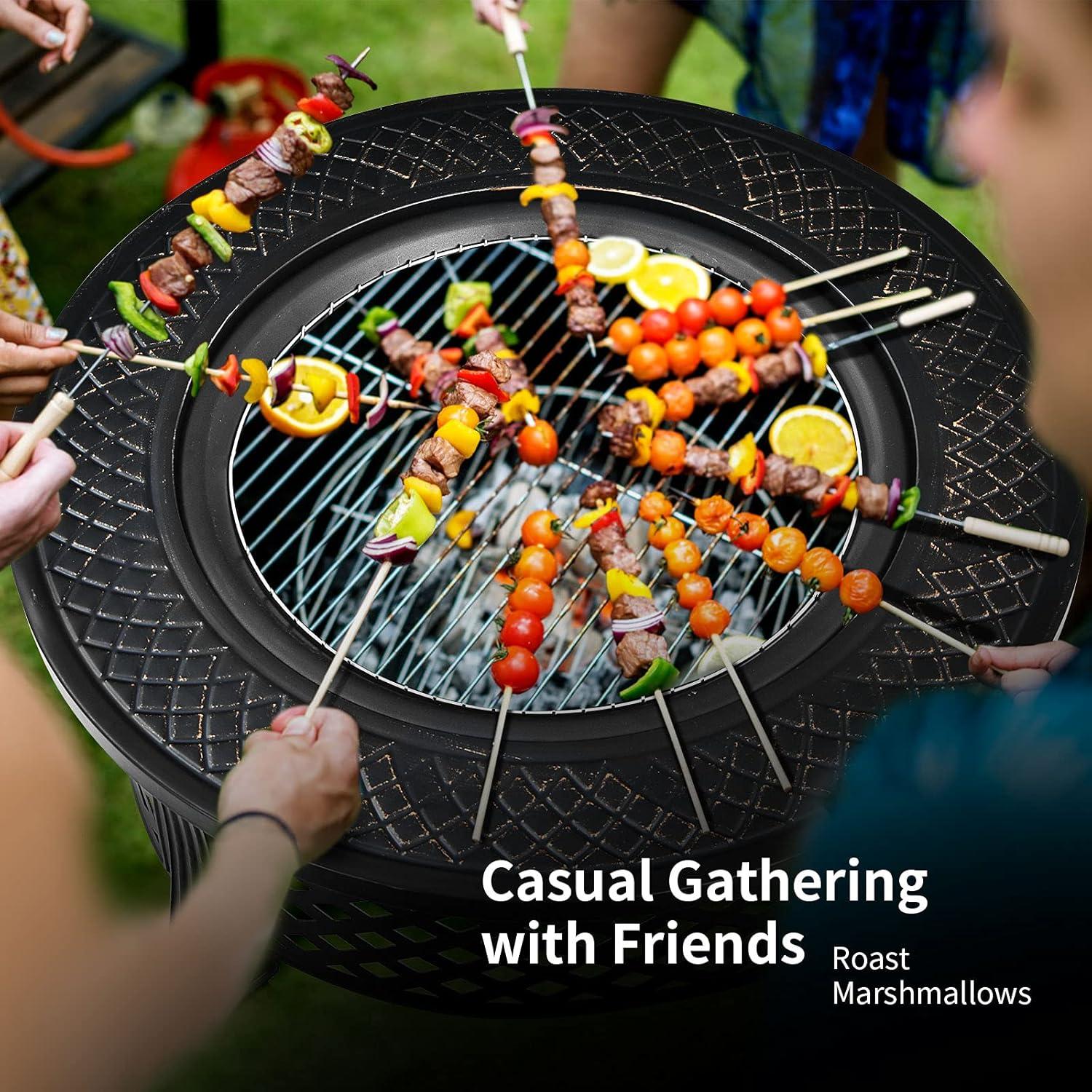 Hoguera Multifuncional Giantex 81 cm Redonda Metal Negra