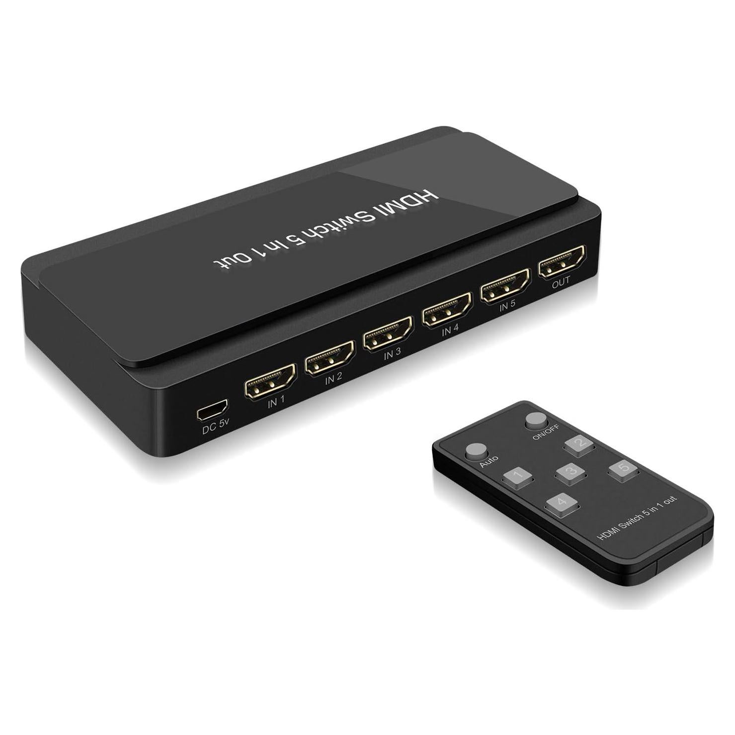 Interruptor HDMI 5 en 1 LVY 4K Ultra HD con Control Remoto