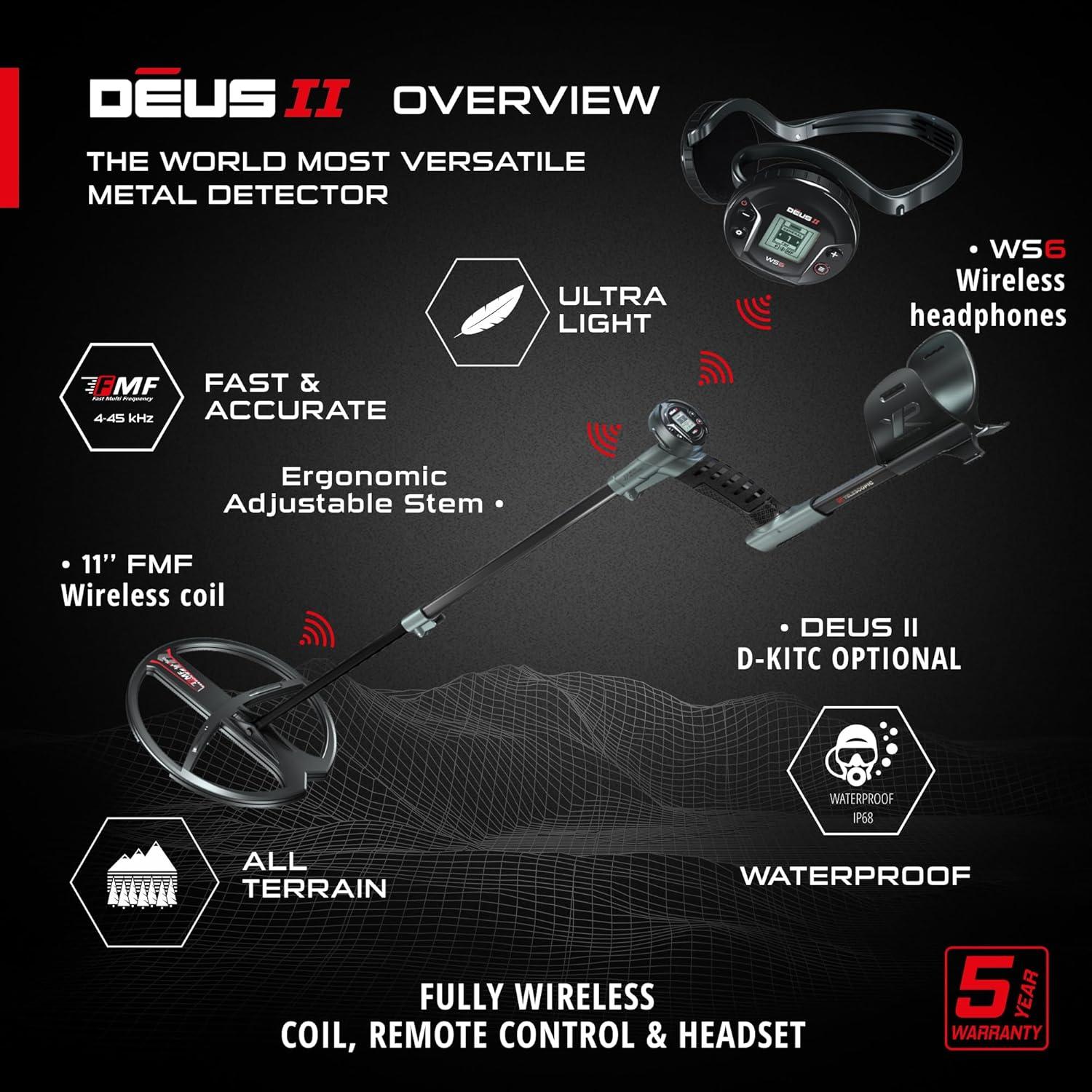 Detector de Metales XP Deus II 11" WS6 Maestro Impermeable