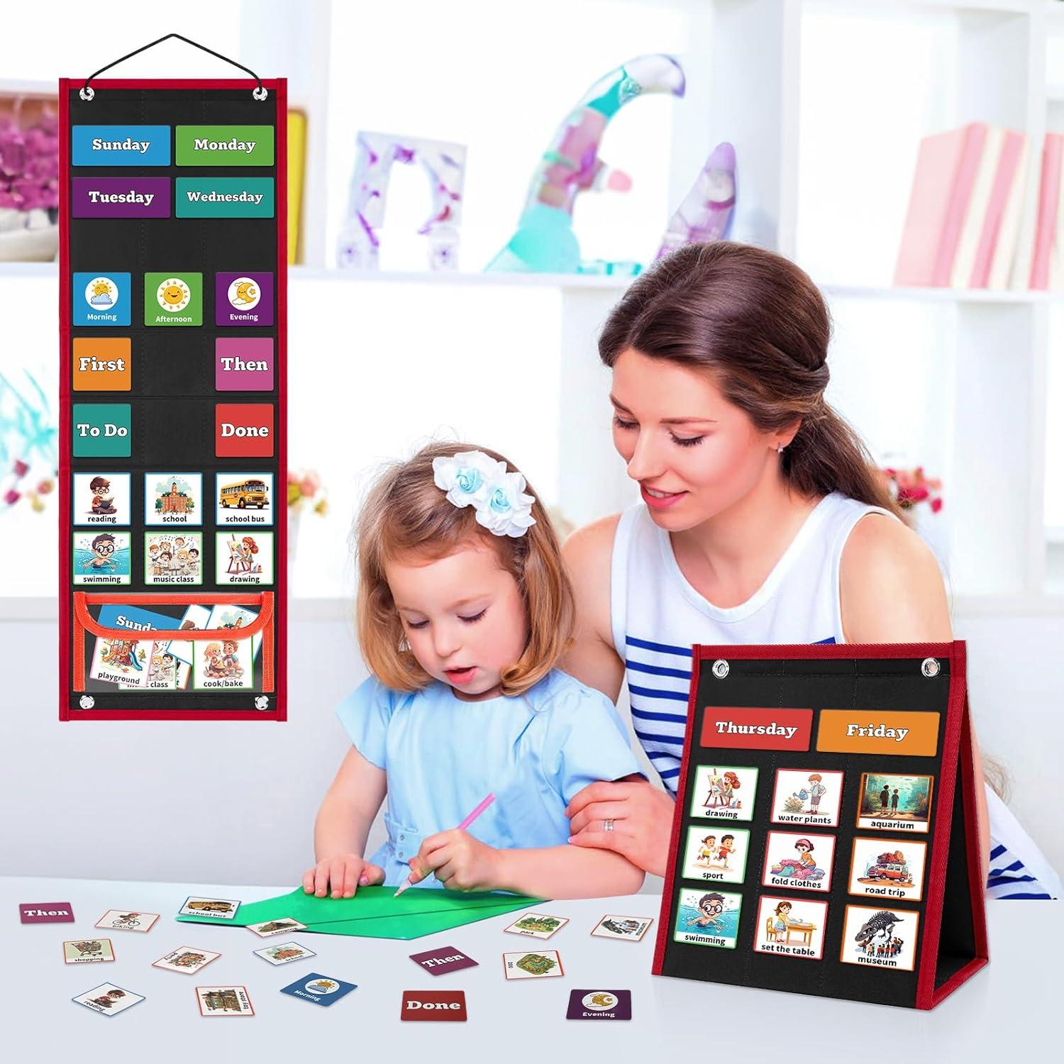 Tablero de Horario Visual PITCOTT para Niños - 103 Tarjetas