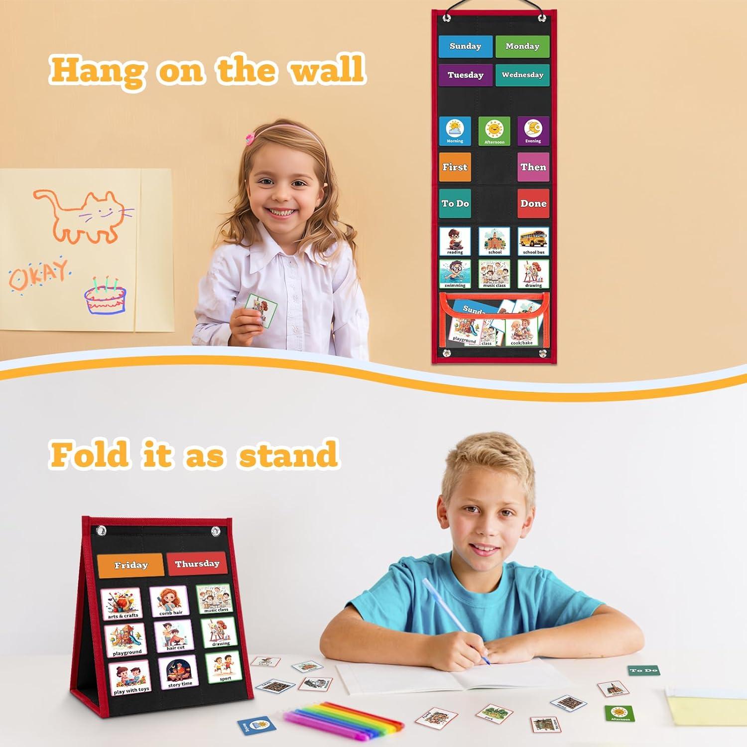 Tablero de Horario Visual PITCOTT para Niños - 103 Tarjetas