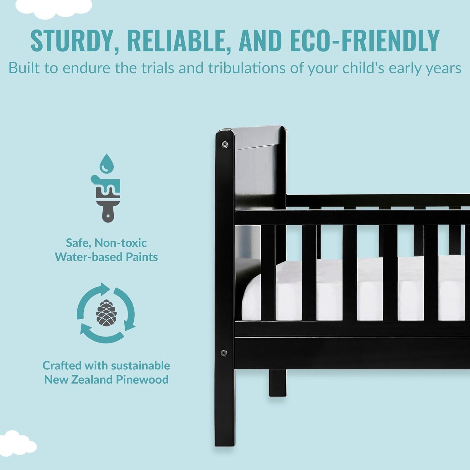 Cama para Niños Dream On Me Brookside Negra, Diseño Bajo, 135x74 cm