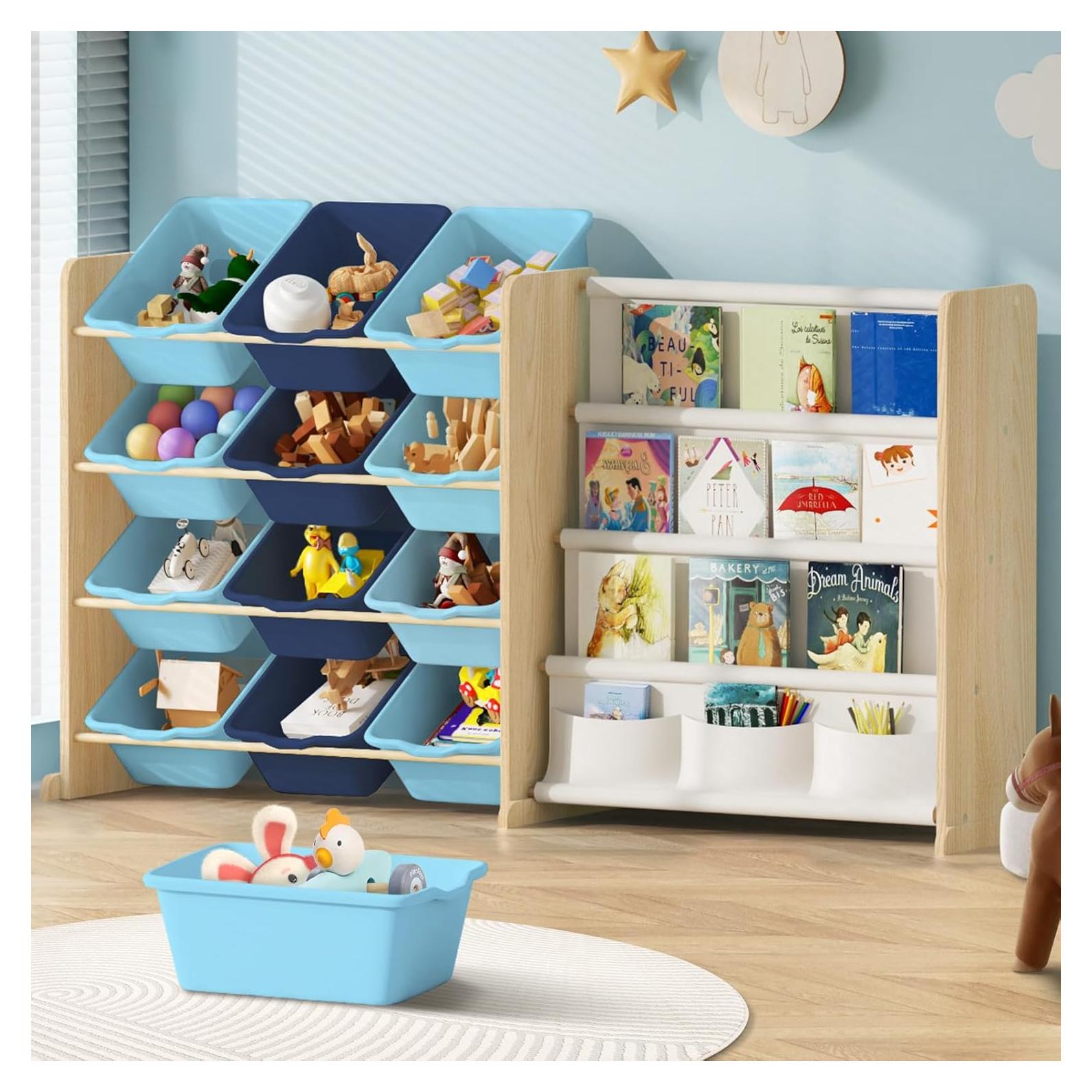 Organizador de Juguetes EXPERLAM con 12 Contenedores y 4 Estantes